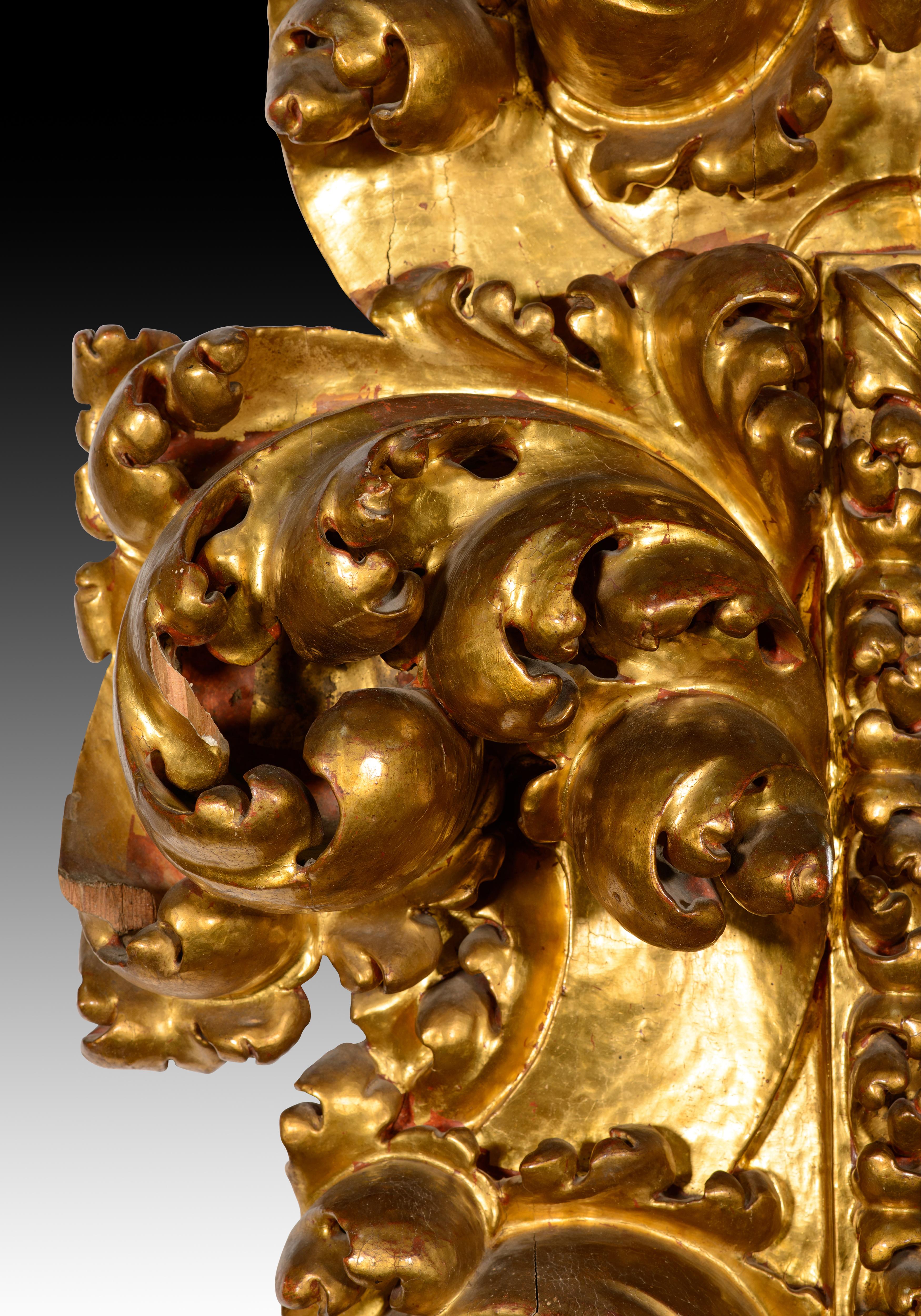 Paire de miroirs. Bois sculpté et polychrome. Spanish School, XVIIe siècle. en vente 10
