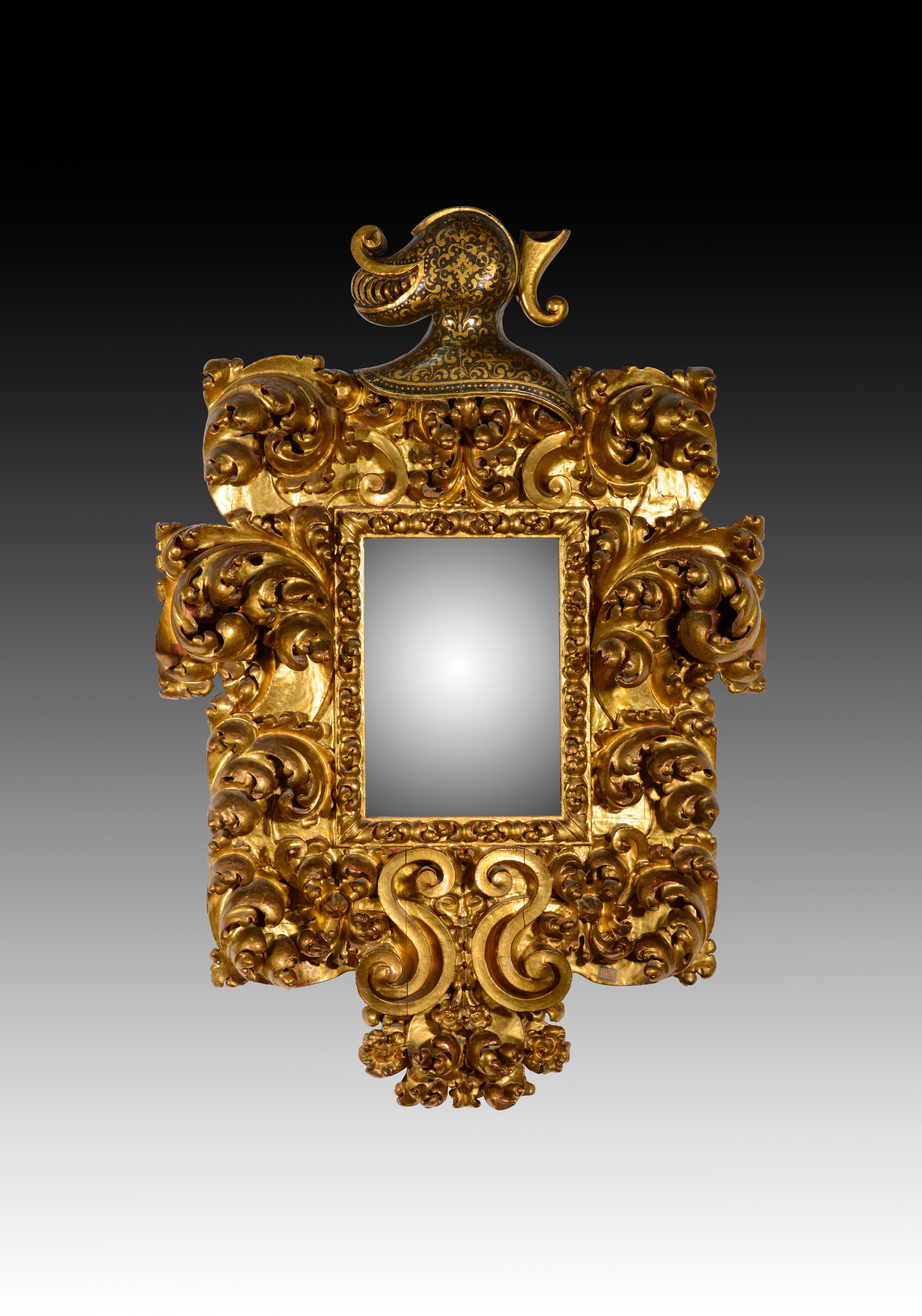 Baroque Paire de miroirs. Bois sculpté et polychrome. Spanish School, XVIIe siècle. en vente
