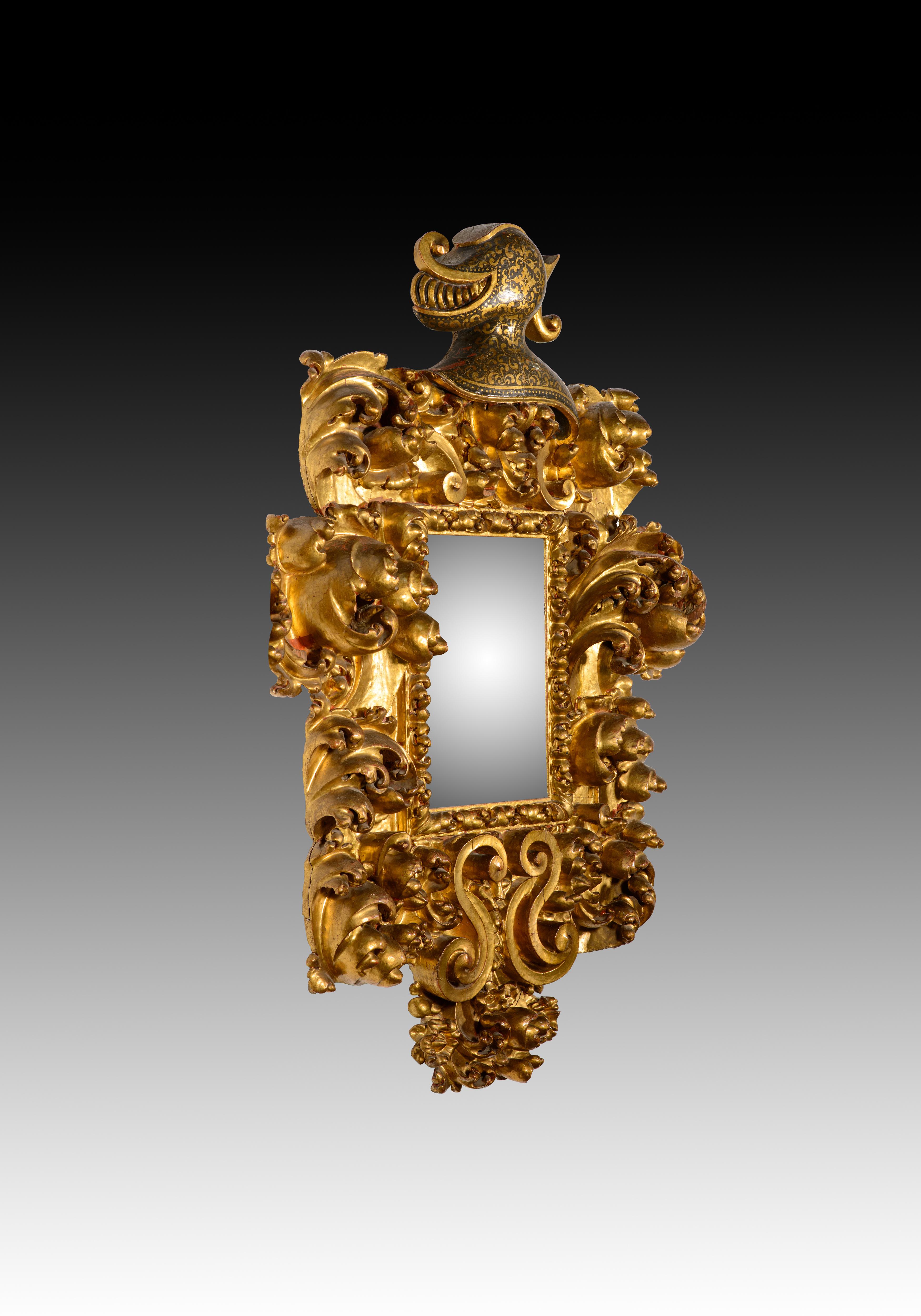 Autre Paire de miroirs. Bois sculpté et polychrome. Spanish School, XVIIe siècle. en vente
