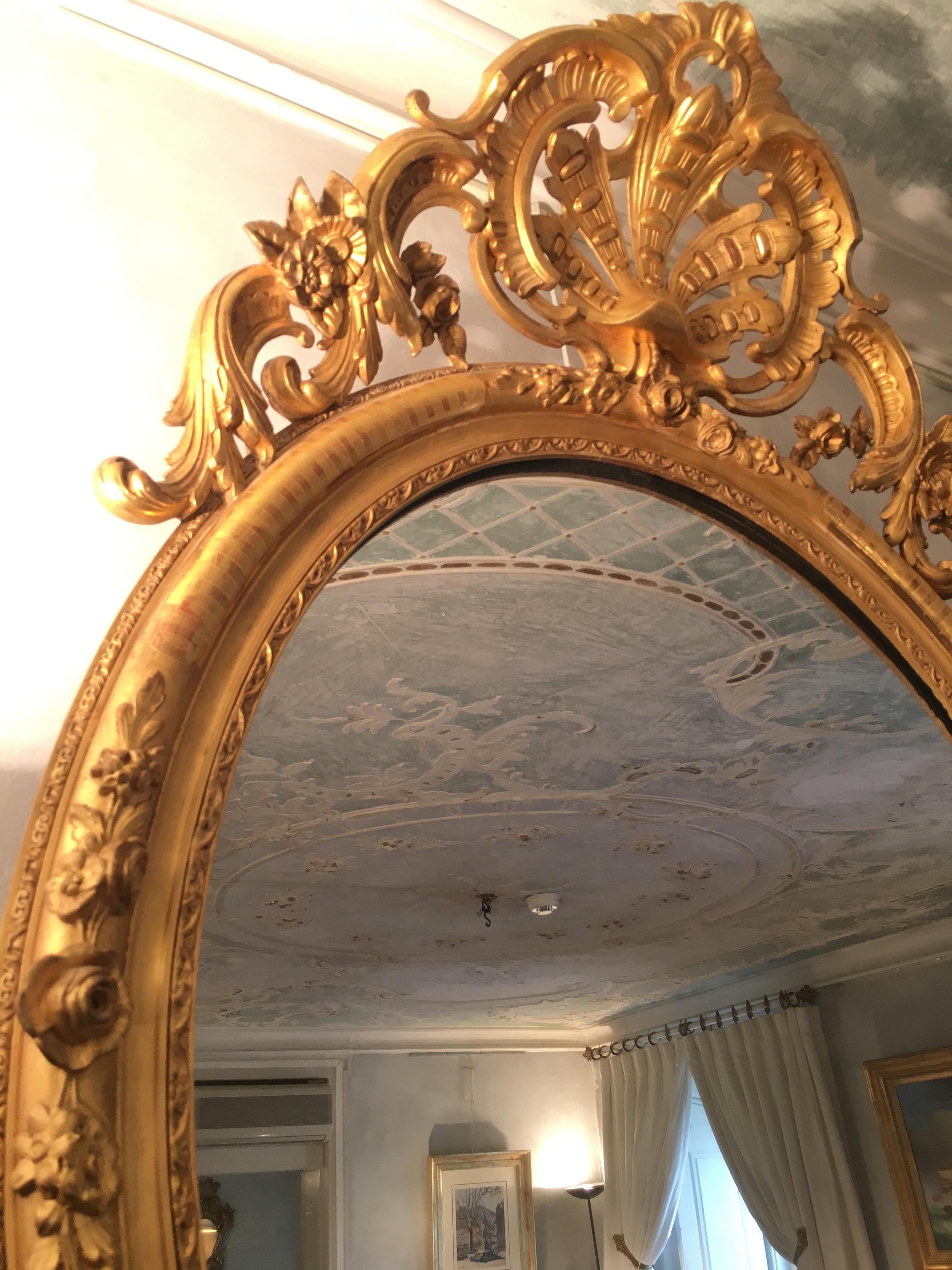 Giltwood Pair of Mirrors in Carved and Guilt wood. French, 19th century  For Sale