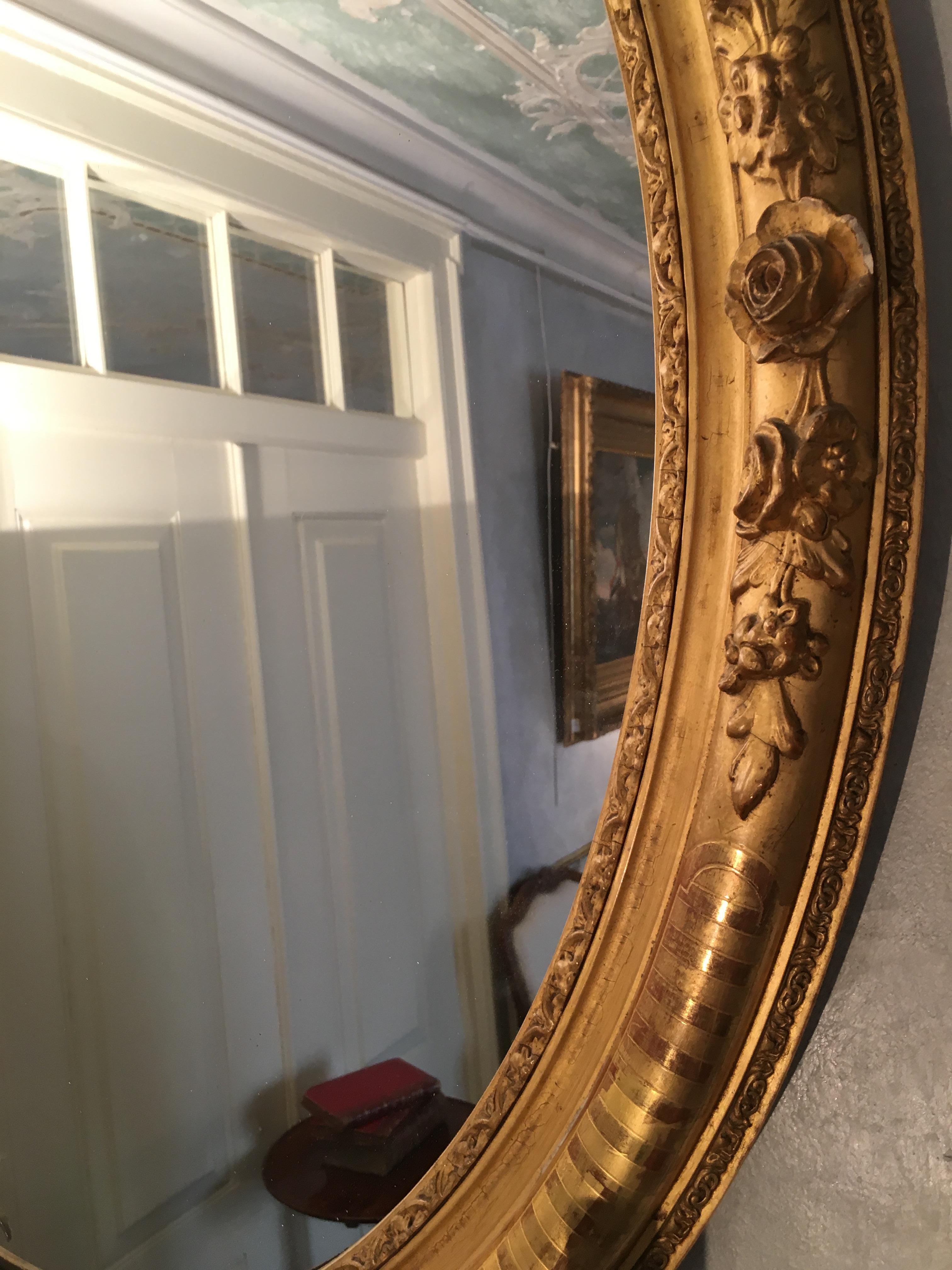 Pair of Mirrors in Carved and Guilt wood. French, 19th century  For Sale 1