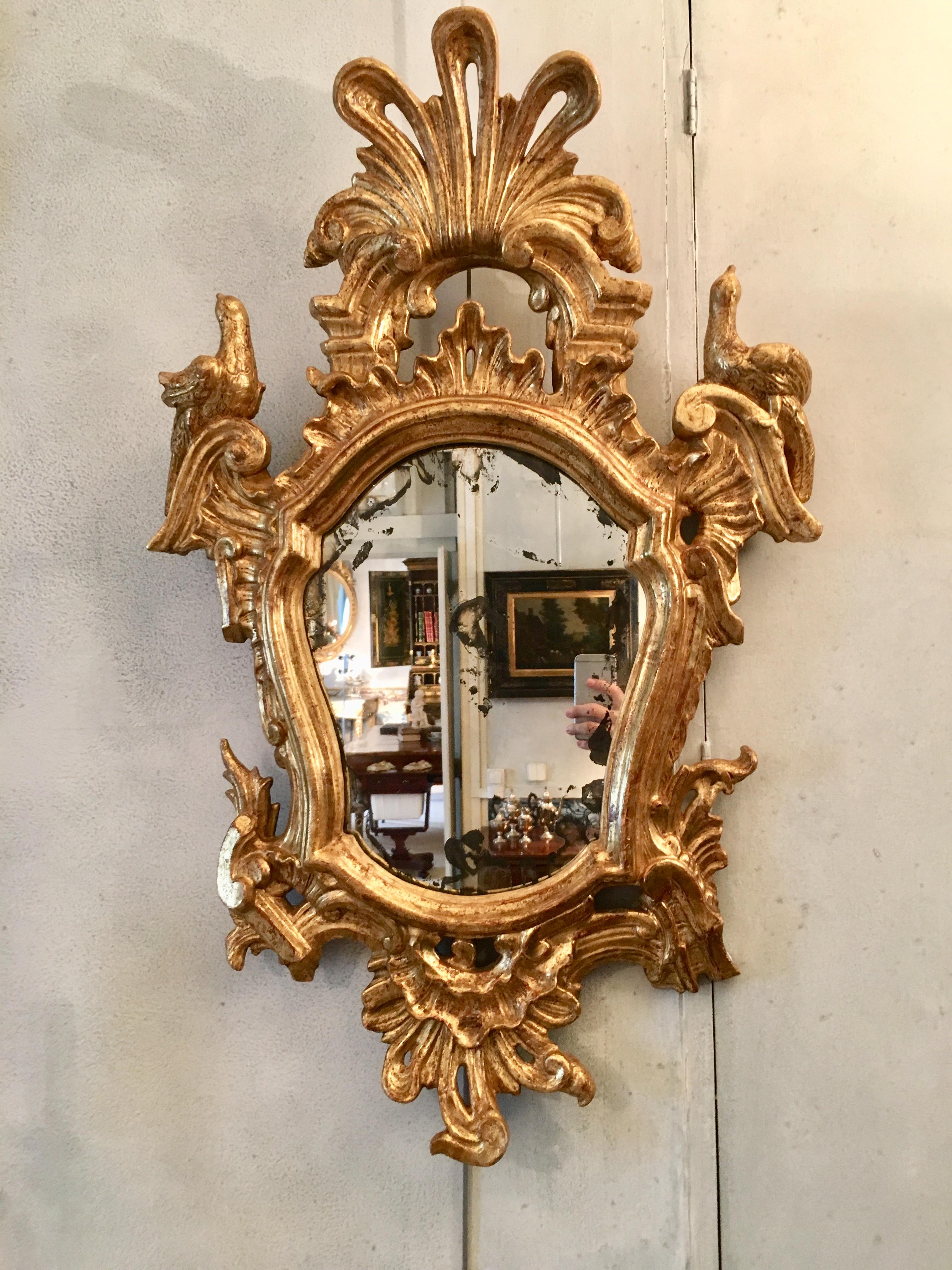 Baroque Pair of Mirrors in Carved and Guilt Wood, Spanish, 18th Century For Sale
