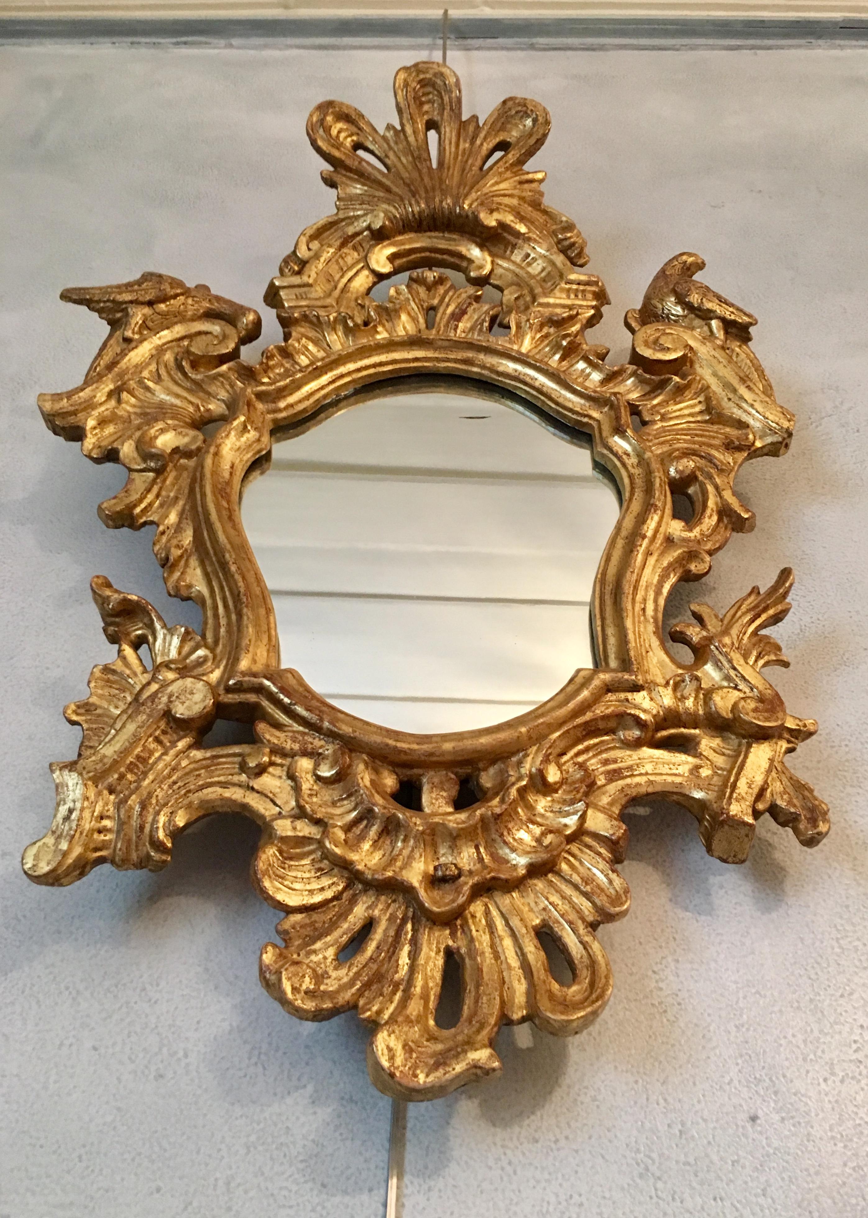 Giltwood Pair of Mirrors in Carved and Guilt Wood, Spanish, 18th Century For Sale