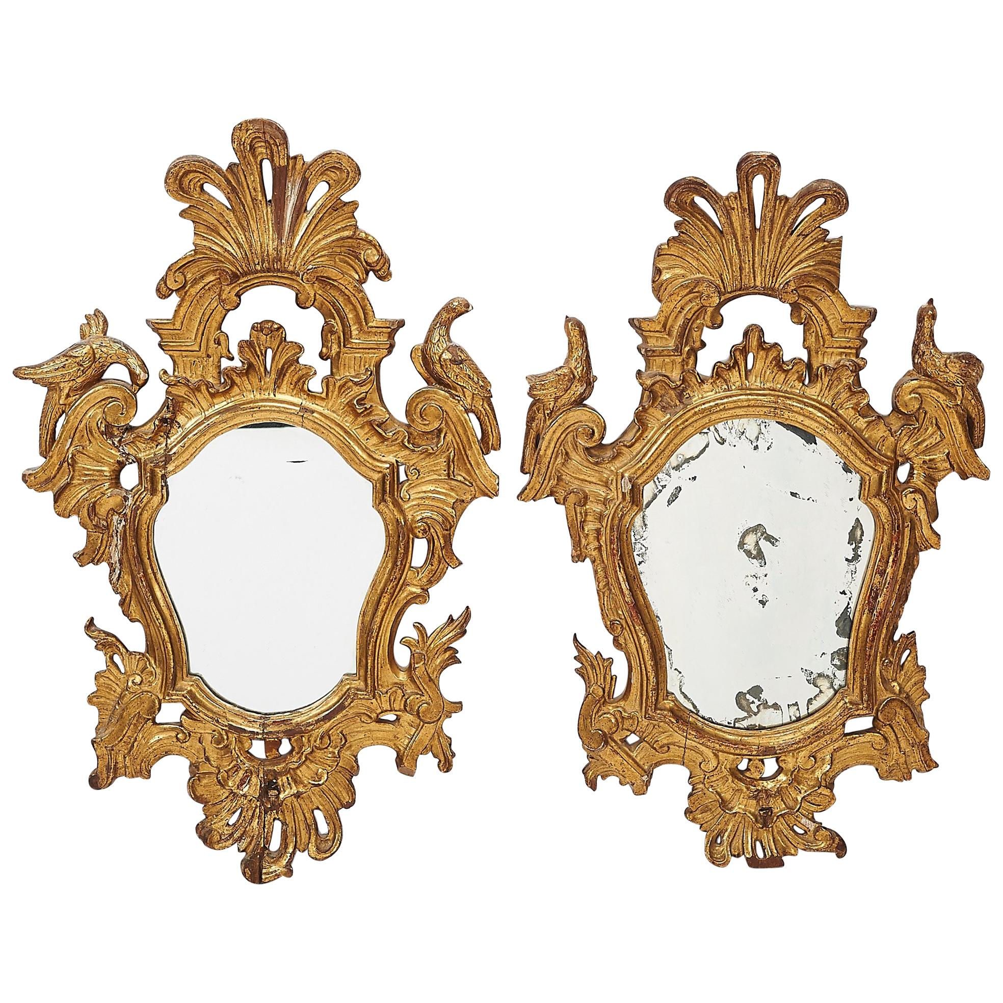 Pair of Mirrors in Carved and Guilt Wood, Spanish, 18th Century For Sale