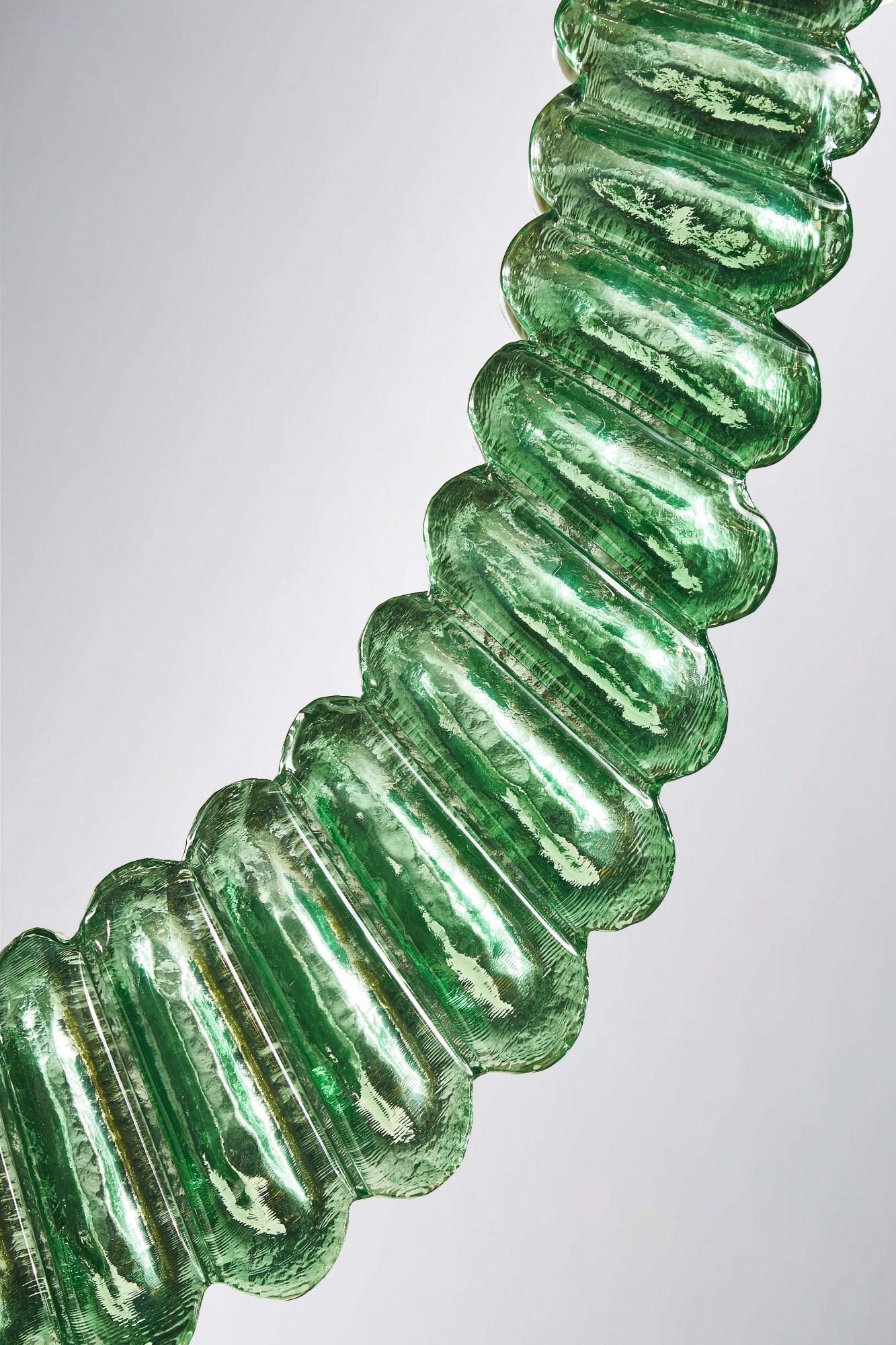 Paire de miroirs en verre de Murano vert Excellent état - En vente à Saint-Ouen (PARIS), FR