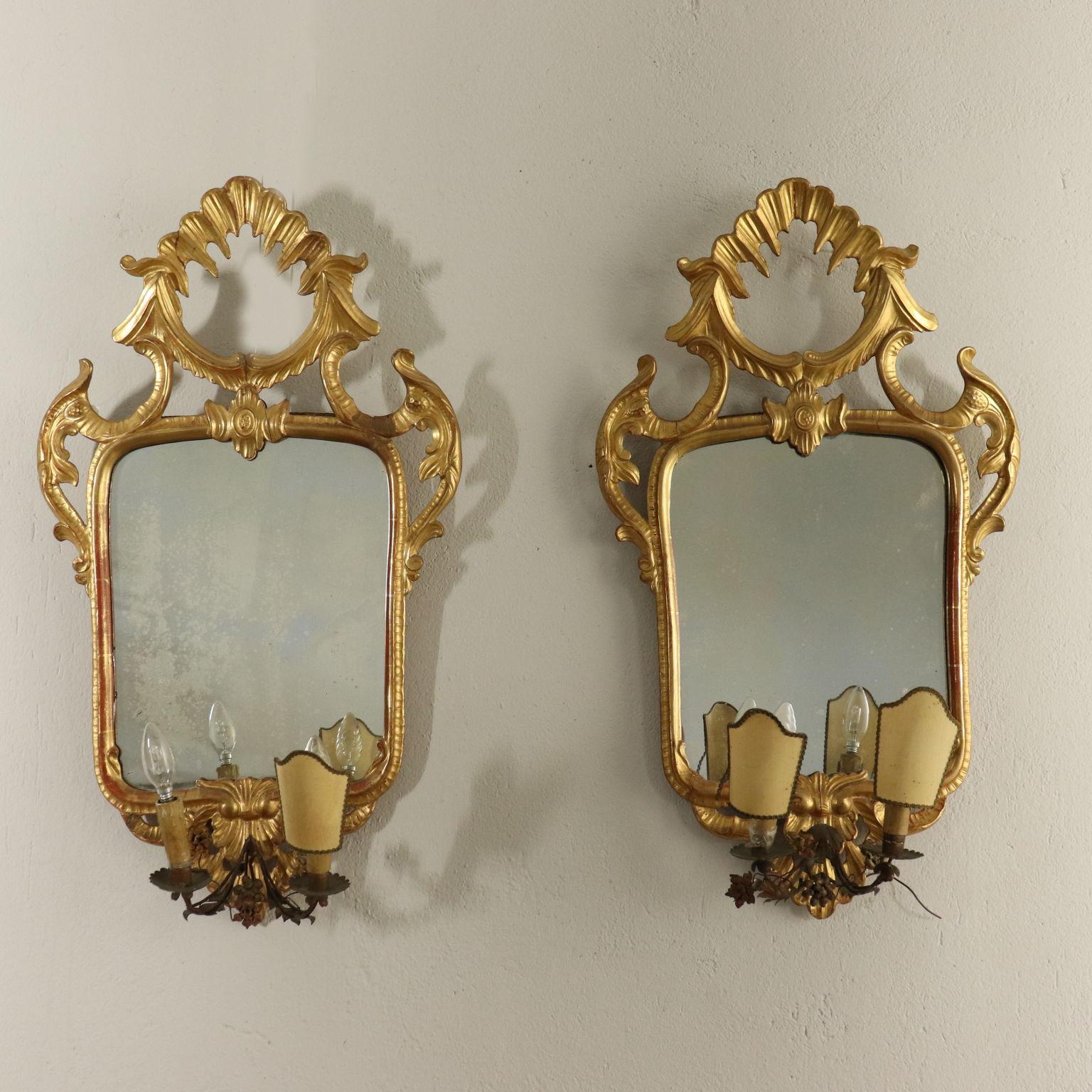 Rococo Revival Pair of Mirrors Rococo, Italy, Mid-19th Century
