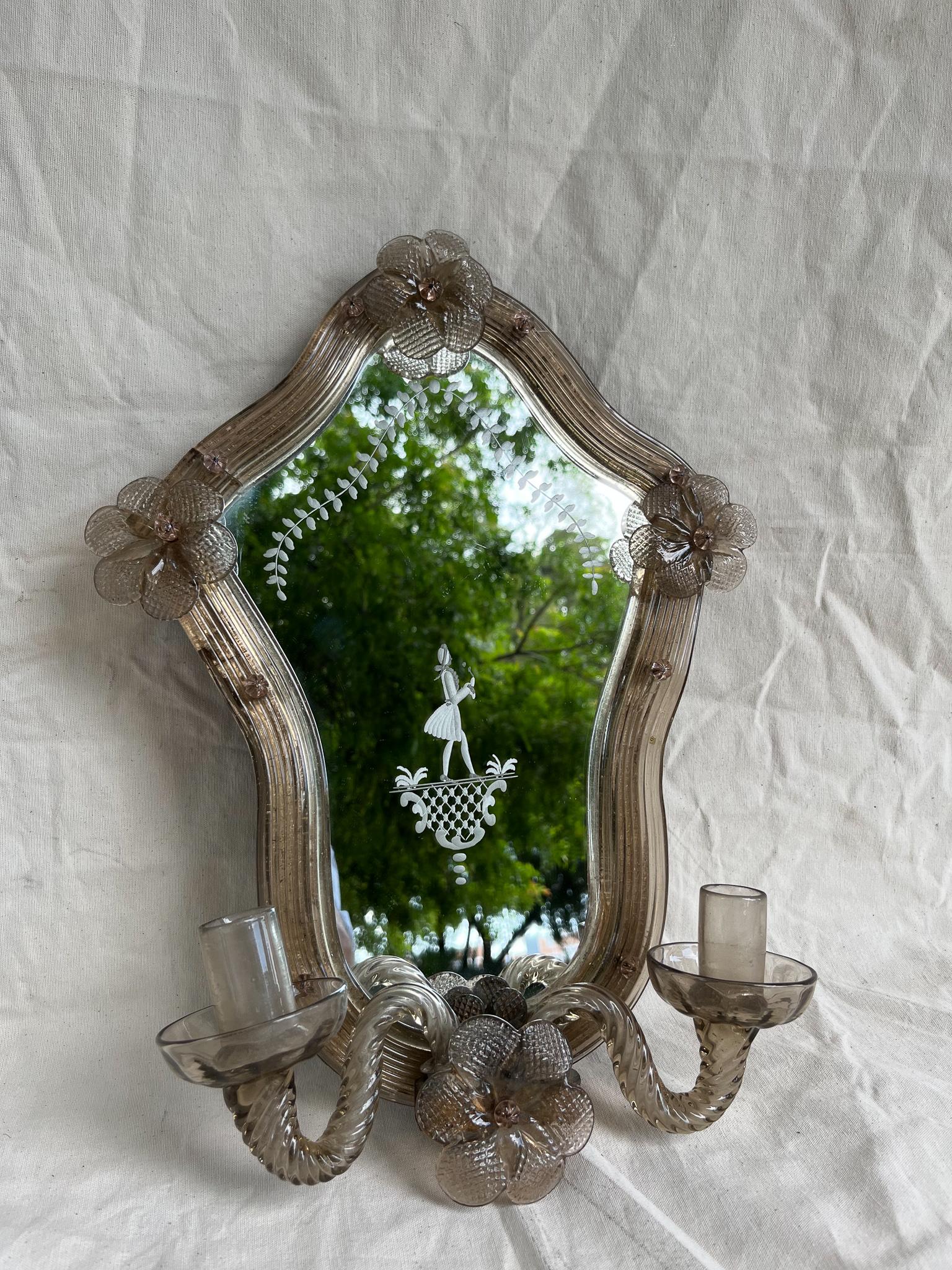 Pair of Mirrors with Two-Light Appliqués, 19th Century Venice For Sale 1