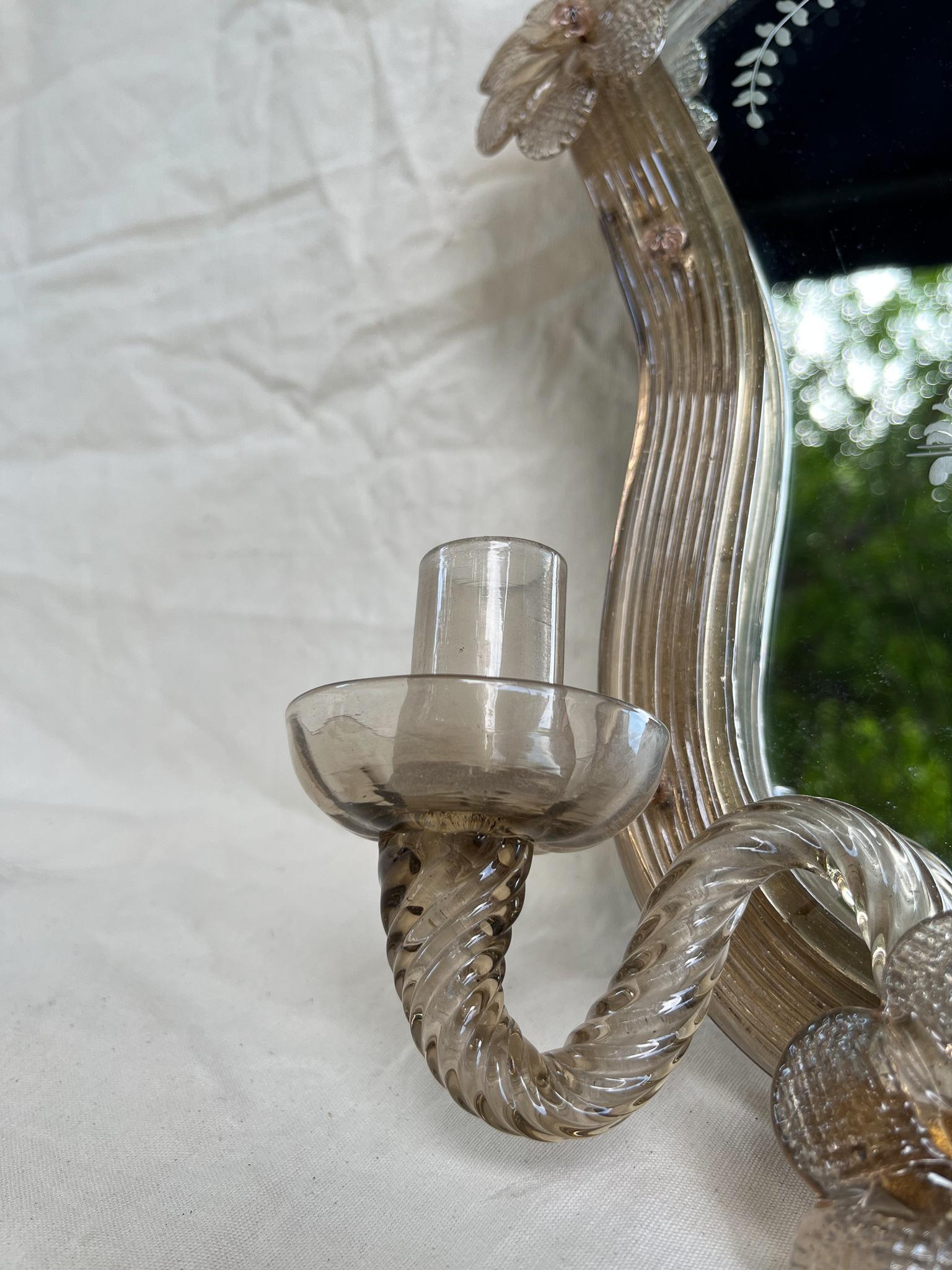 Paire de miroirs avec appliques à deux lumières, 19ème siècle Venise en vente 1