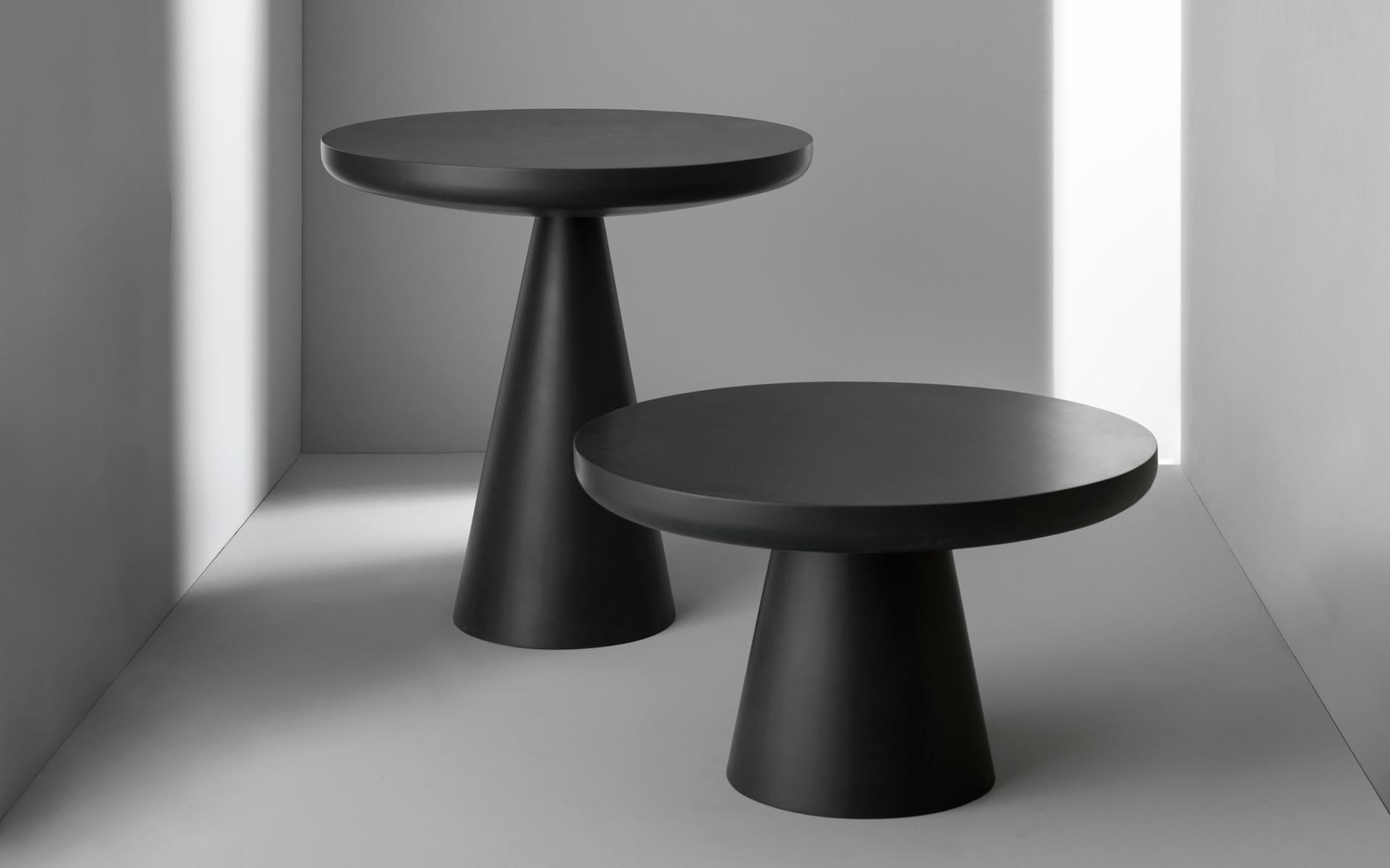 Pair of miss table by Imperfettolab
Dimensions: 
Ø 84 x H 51 cm
Ø 49 x H 98 cm
Materials: Fiberglass

Imperfetto Lab
Who we are ? We are a family.
Verter Turroni, Emanuela Ravelli and our children Elia, Margherita and Eusebio.
All together,