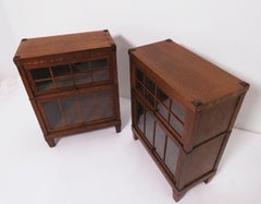 Pair of Mission Oak Arts & Crafts Barrister Bookcase Cabinets by Macey Co.