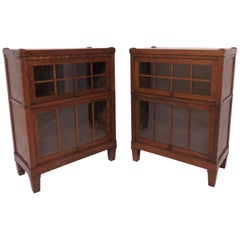 Pair of Mission Oak Arts & Crafts Barrister Bookcase Cabinets by Macey Co.