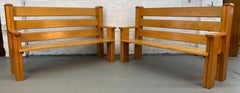 Pair of Mission-Style Solid Oak Slat Benches