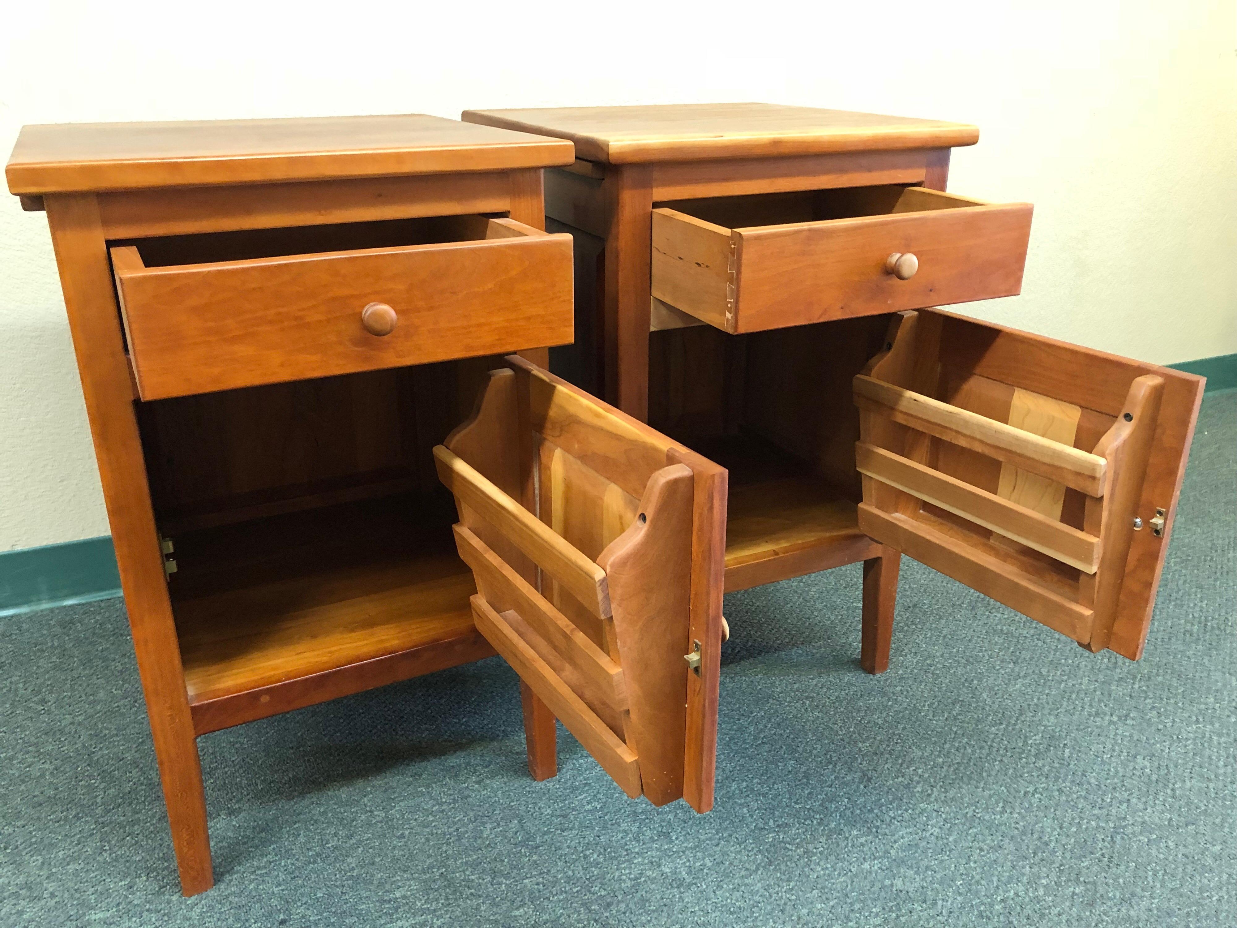 American Pair of Mission Tonya's Borkholder Furniture Cherrywood Bedside Chests For Sale