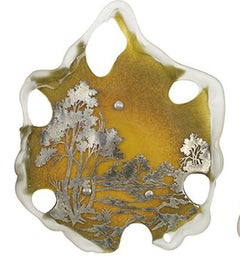 Paar Misu Coman Silver Overlay Glas Wandleuchter