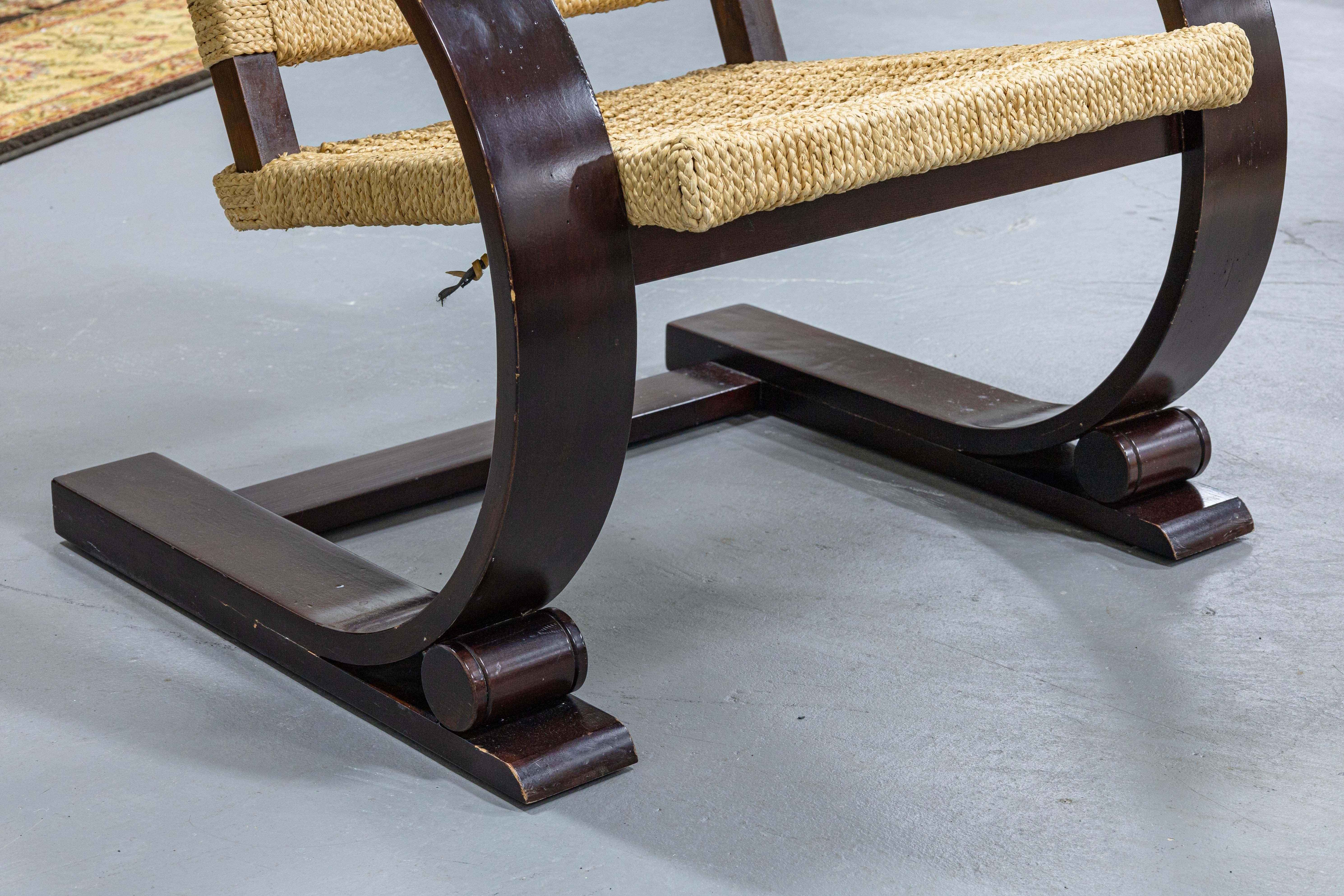 Pair of Mitchell Gold and Bob Williams Brown Wood and Cane Cantilever Armchairs 6