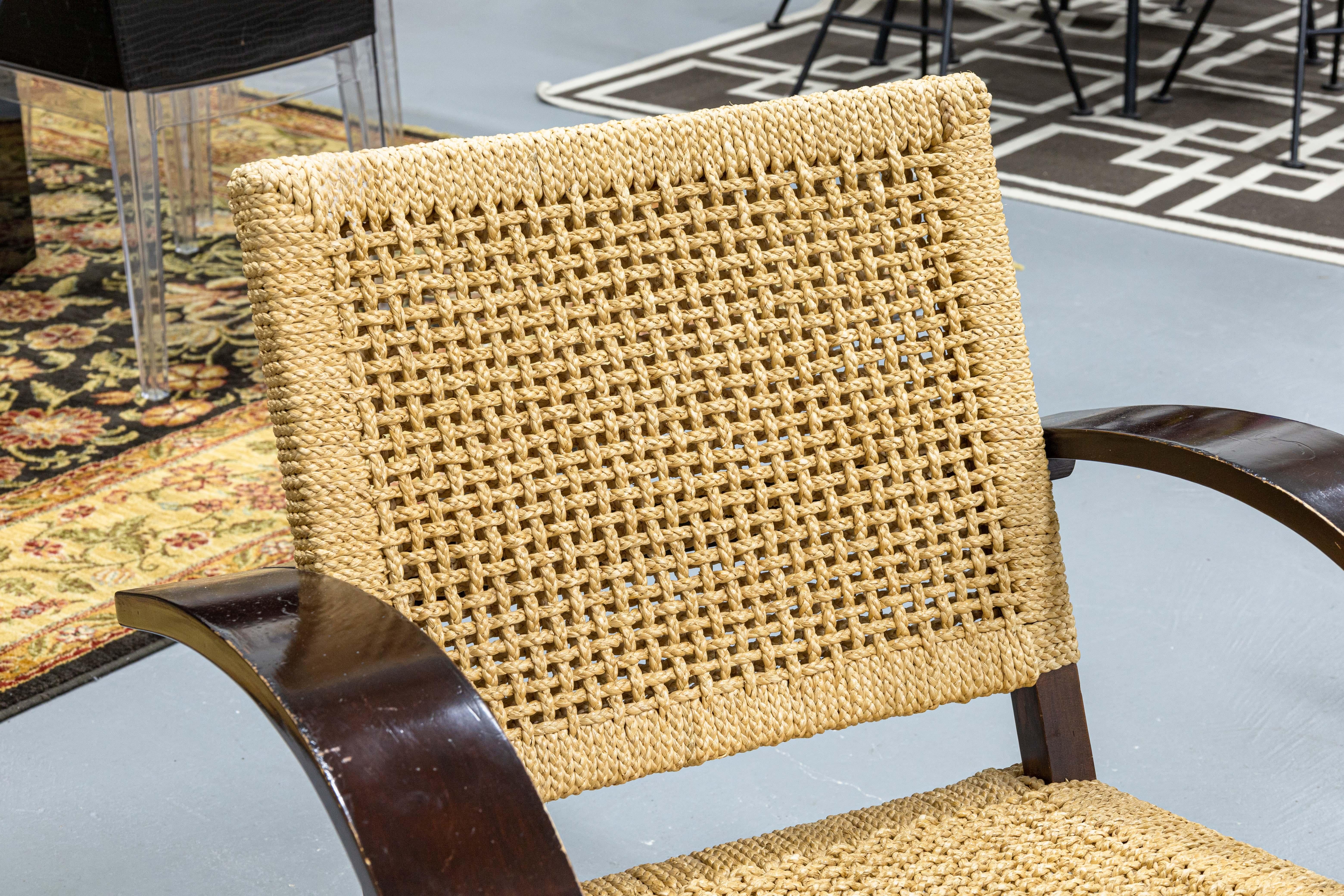 Pair of Mitchell Gold and Bob Williams Brown Wood and Cane Cantilever Armchairs 2