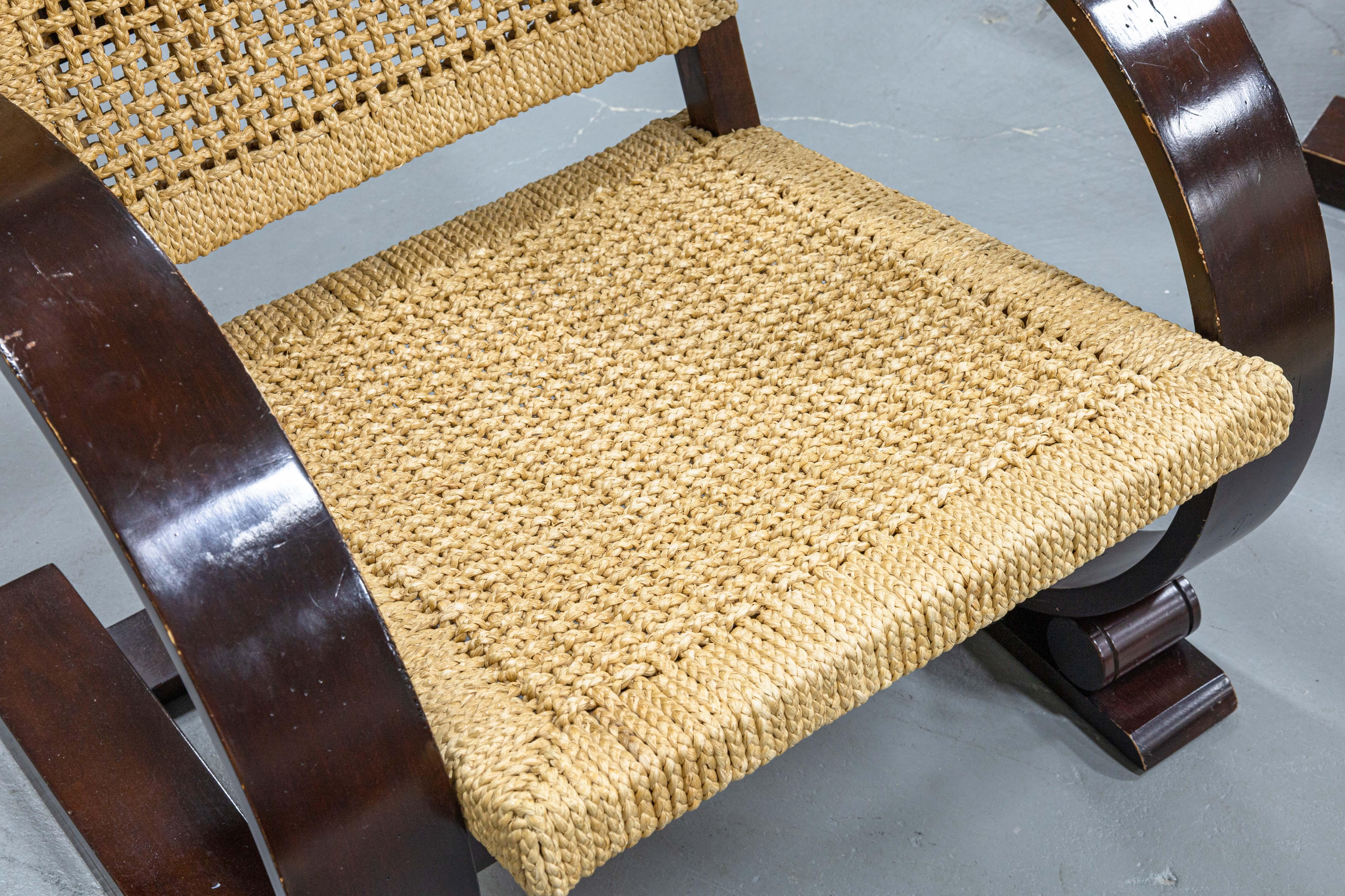 Pair of Mitchell Gold and Bob Williams Brown Wood and Cane Cantilever Armchairs 3
