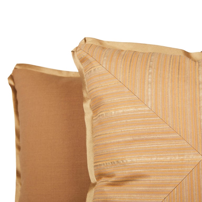Pair of Mitered Fortuny Fabric Cushions in the Malmaison Pattern by