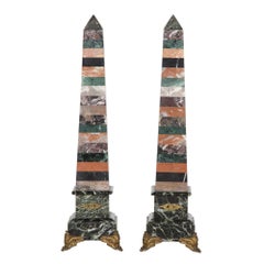 Pair of Mixed Marble Obelisks