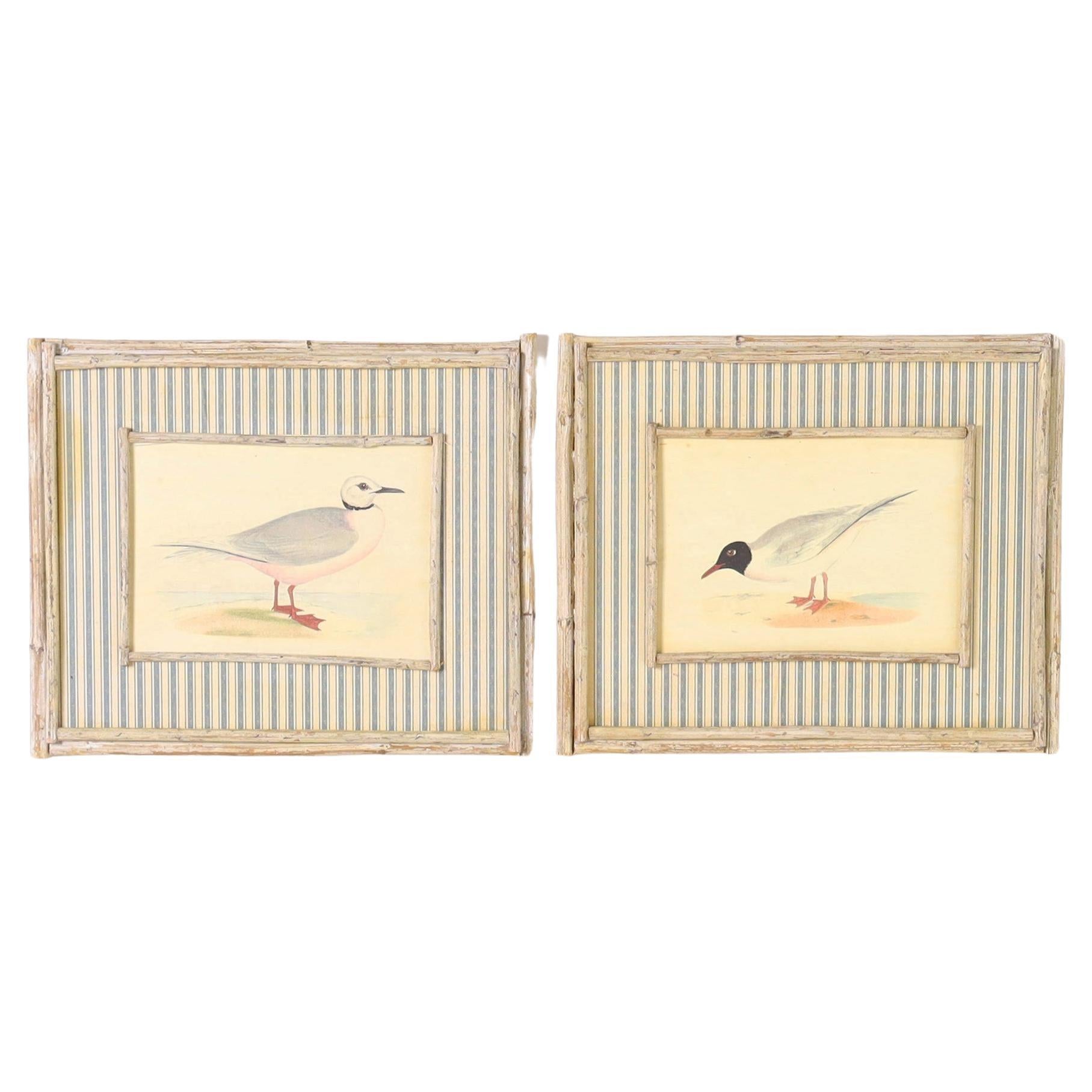 Pair of Mixed Media Bird Paintings For Sale