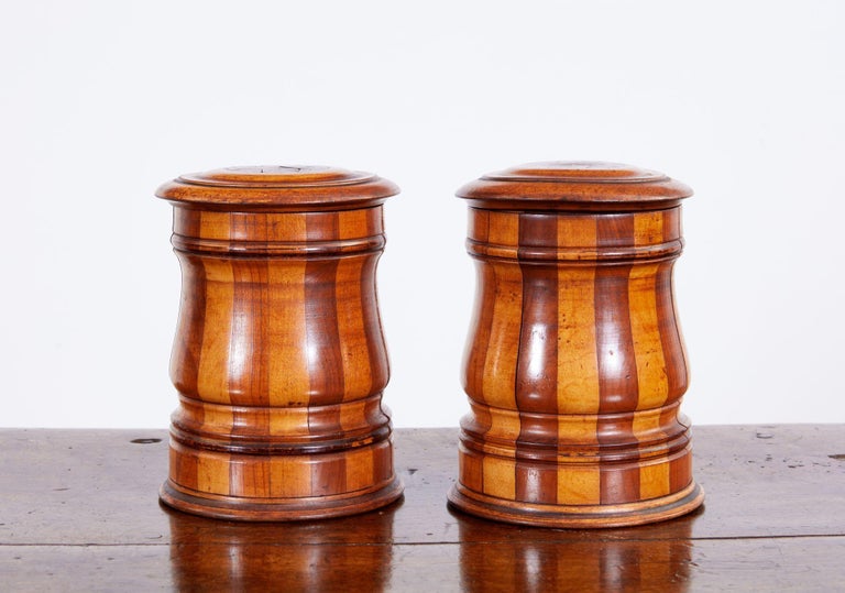 Pair of Mixed Wood Tea and Coffee Vessels For Sale at 1stDibs