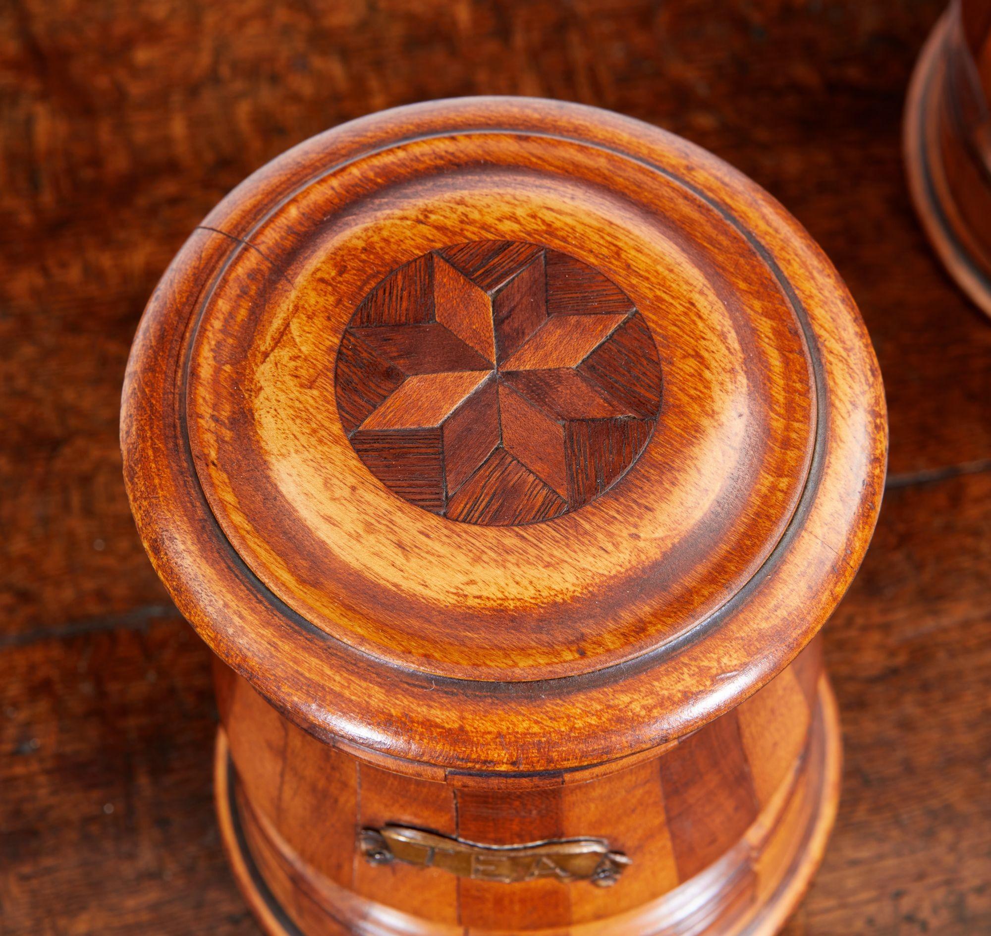 Mahogany Pair of Mixed Wood Tea and Coffee Vessels For Sale