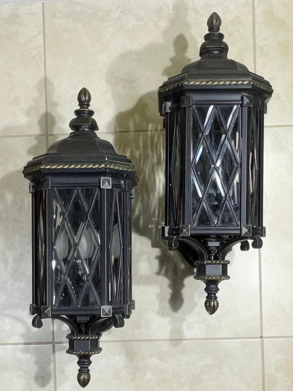 Pair Of Mizner Style Cast Aluminum Wall Sconces For Sale 8