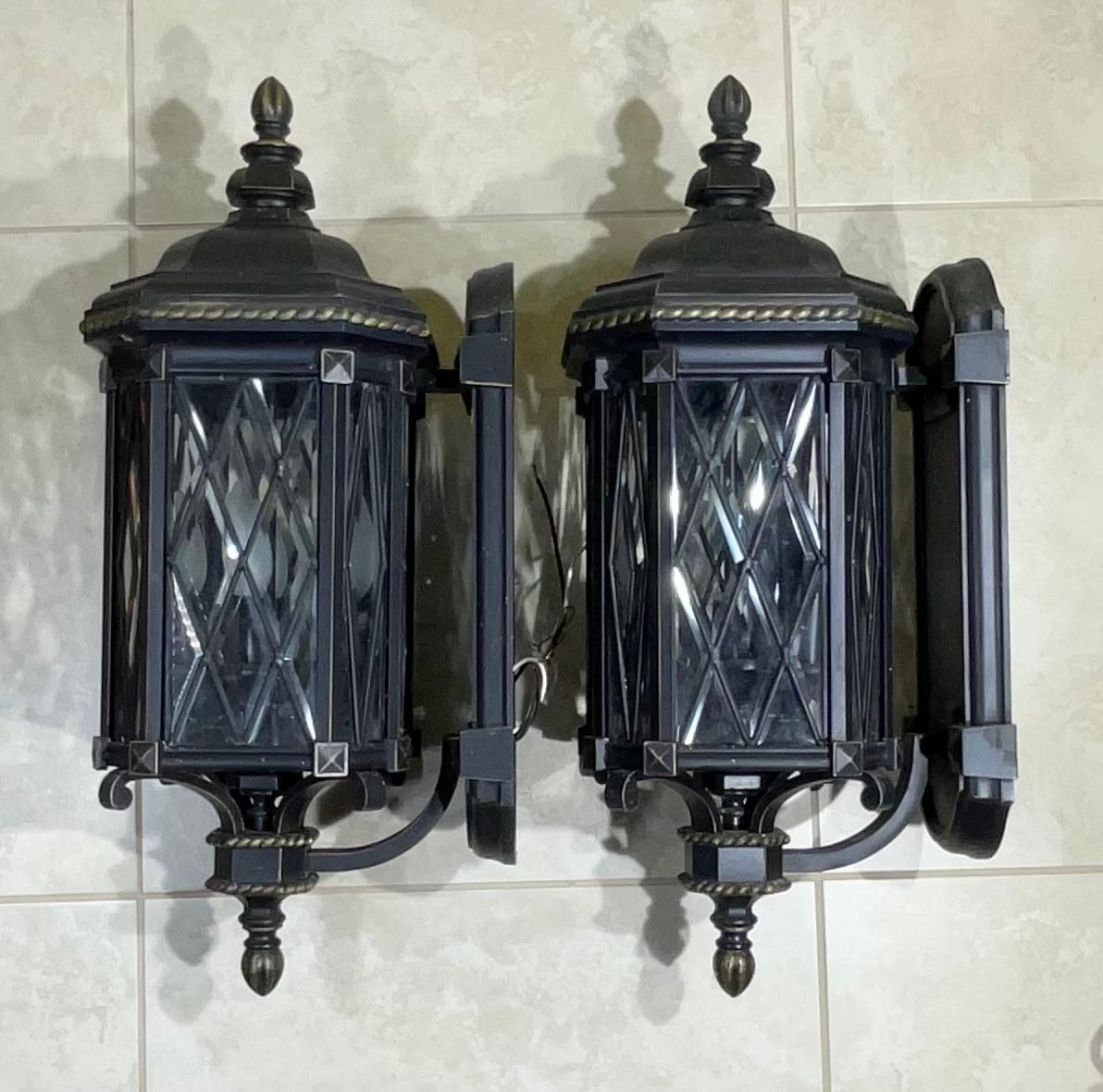 Pair Of Mizner Style Cast Aluminum Wall Sconces For Sale 1