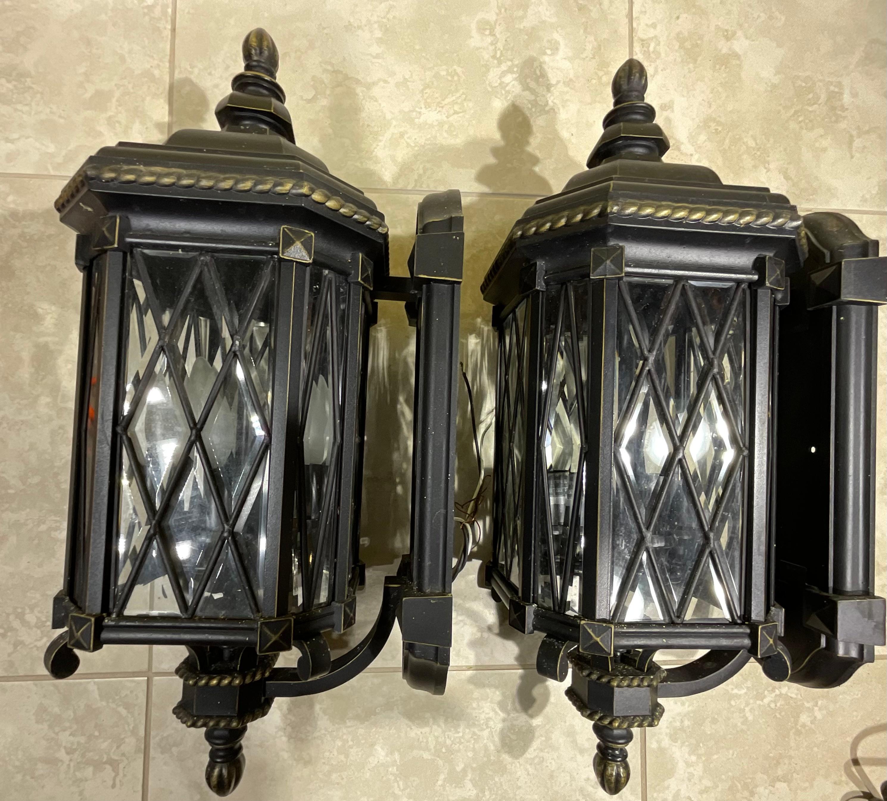 Pair Of Mizner Style Cast Aluminum Wall Sconces For Sale 2