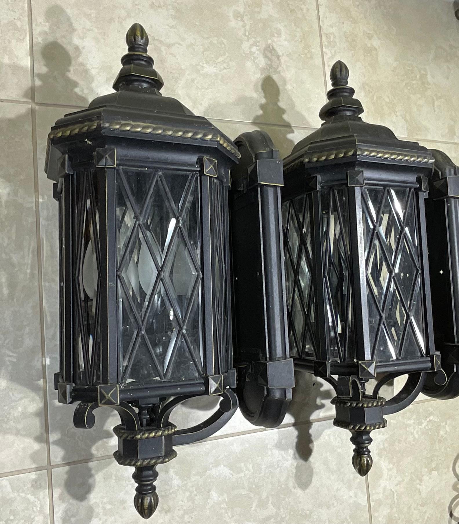 Pair Of Mizner Style Cast Aluminum Wall Sconces For Sale 3