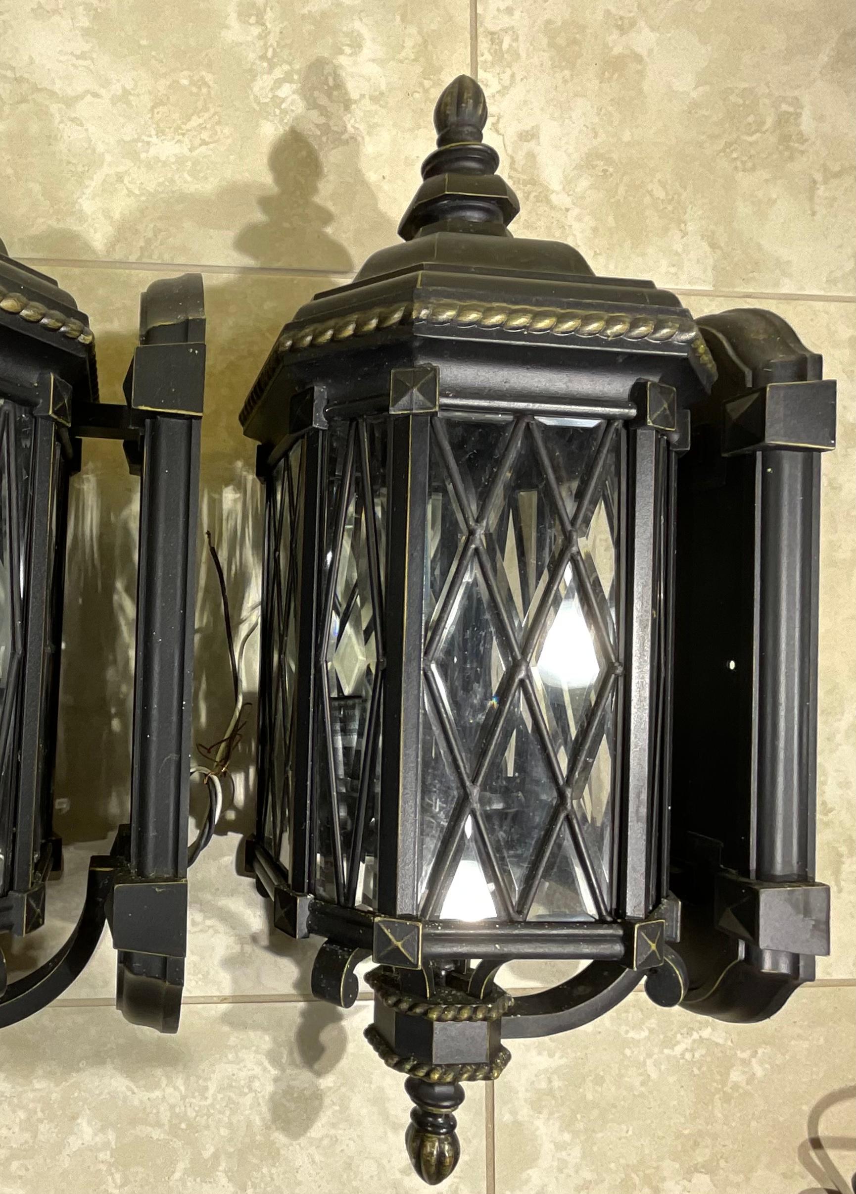 Pair Of Mizner Style Cast Aluminum Wall Sconces For Sale 4