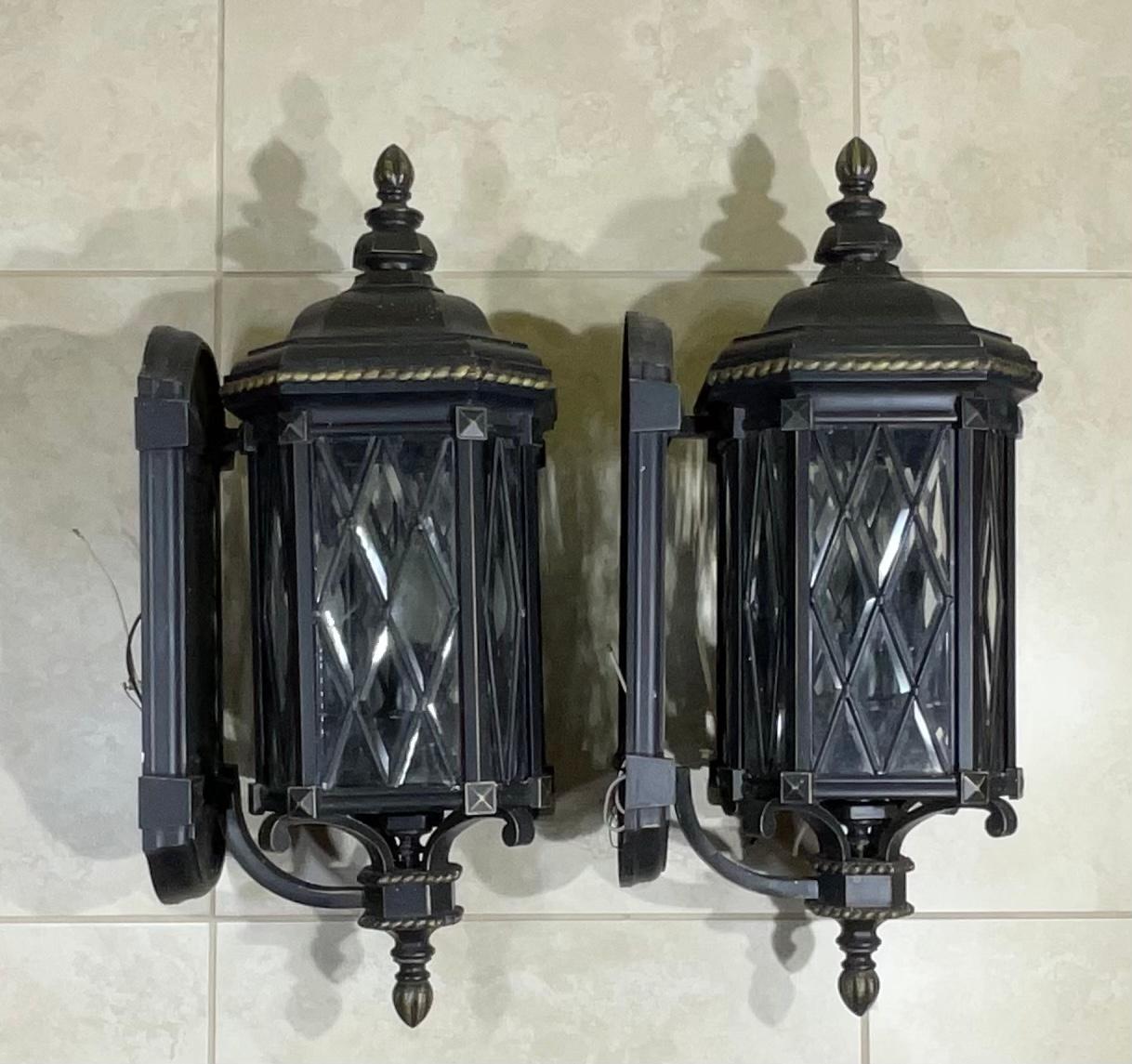 Pair Of Mizner Style Cast Aluminum Wall Sconces For Sale 5