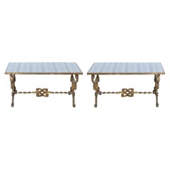 Pair of Mizner Style Cocktail Tables with Tiled Tops