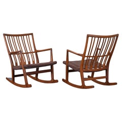 Vintage Pair of ML-33 Rocking Chairs by Hans Wegner, 1940s