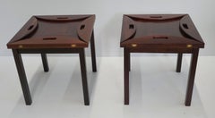 Pair of Mobelfabrikken APS Danish Modern Rosewood Butler Tray Top Side Tables