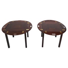 Pareja de mesas auxiliares con bandeja de madera de palisandro Mobelfabrikken APS Danish Modern