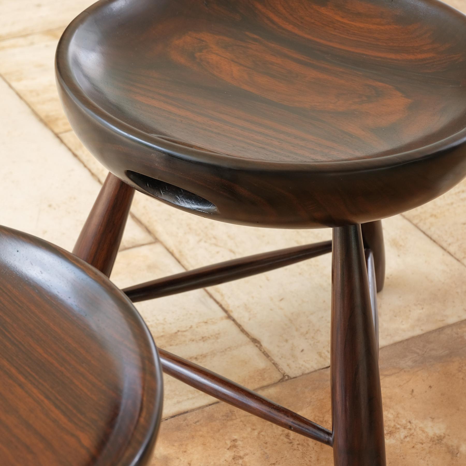 Mid-Century Modern Pair of Mocho Stools by Sergio Rodrigues, Brazil 1958 For Sale