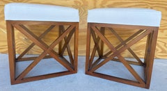 Pair of MOD Cube 'X'  Benches/Stools with Cashmere Blend Upholstery