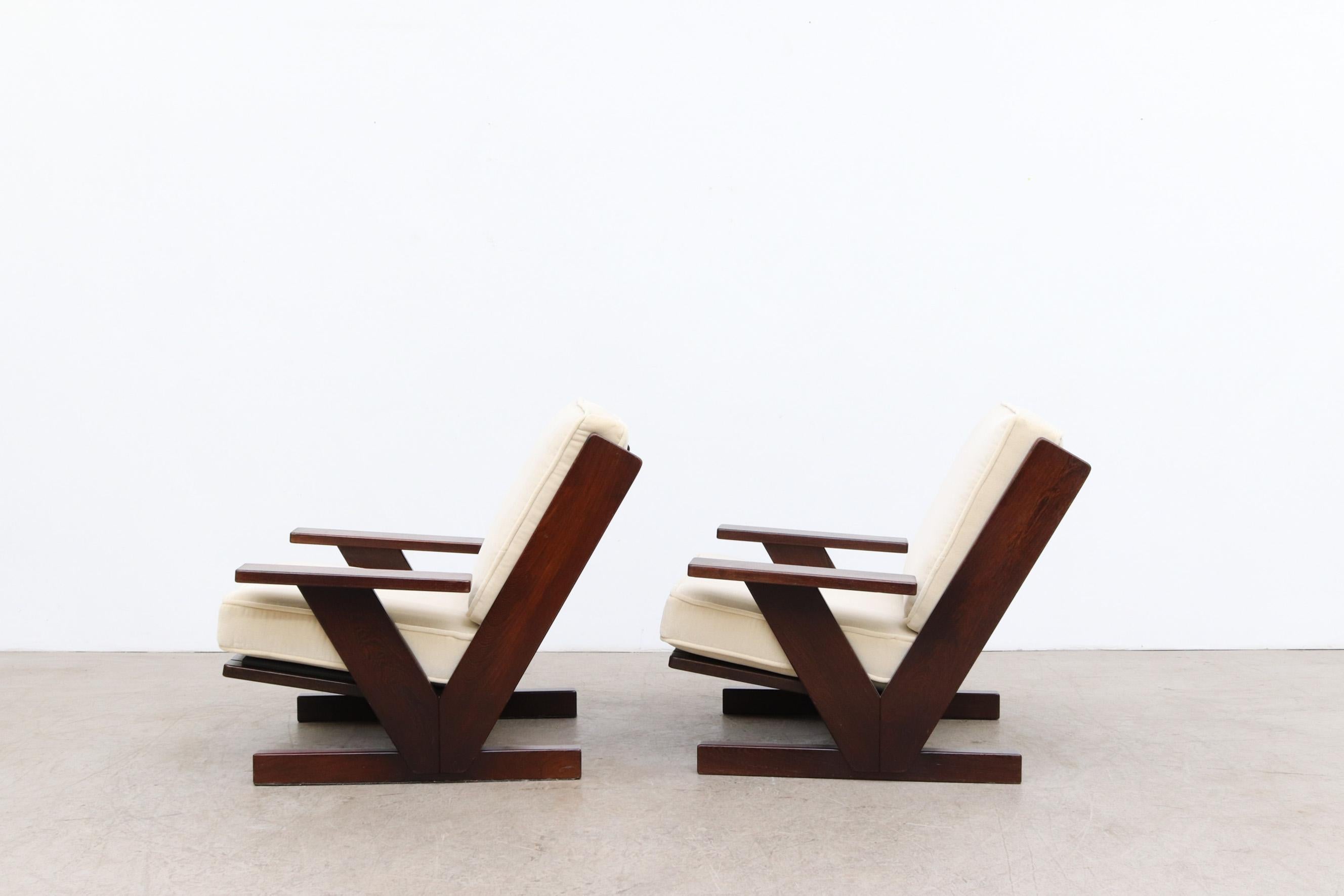 Mid-Century Modern Pair of MOD Wenge and Mohair Lounge Chairs