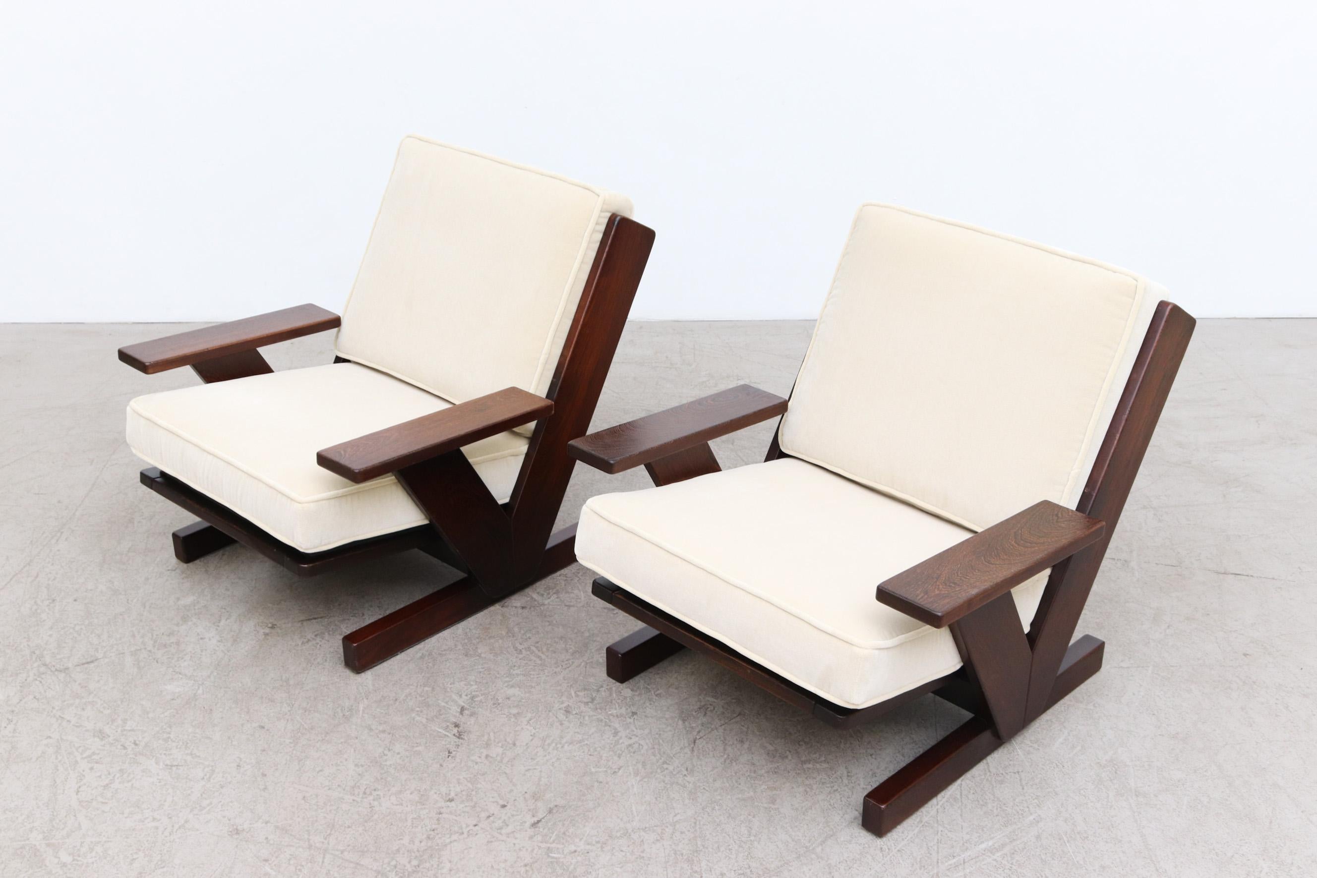 Mid-20th Century Pair of MOD Wenge and Mohair Lounge Chairs