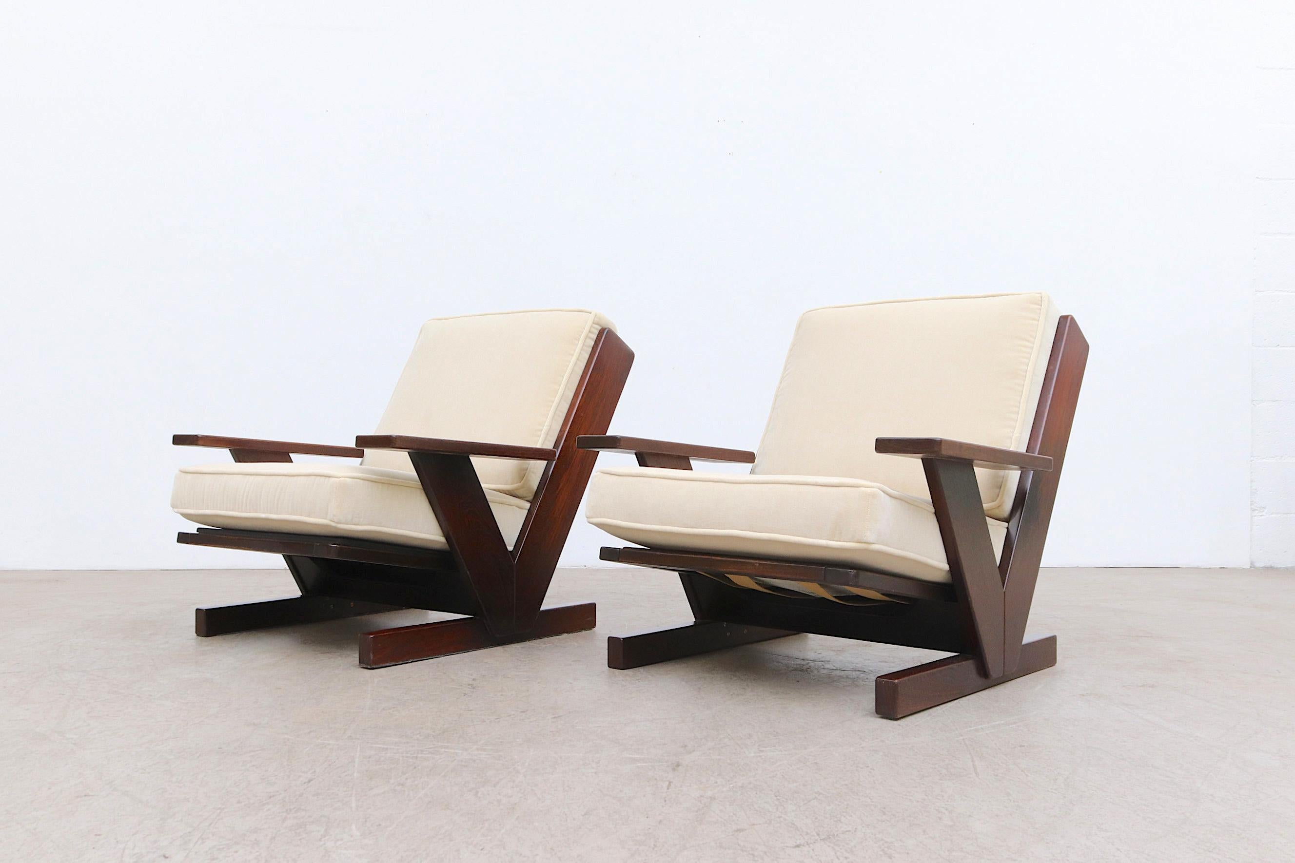 Pair of MOD Wenge and Mohair Lounge Chairs 1