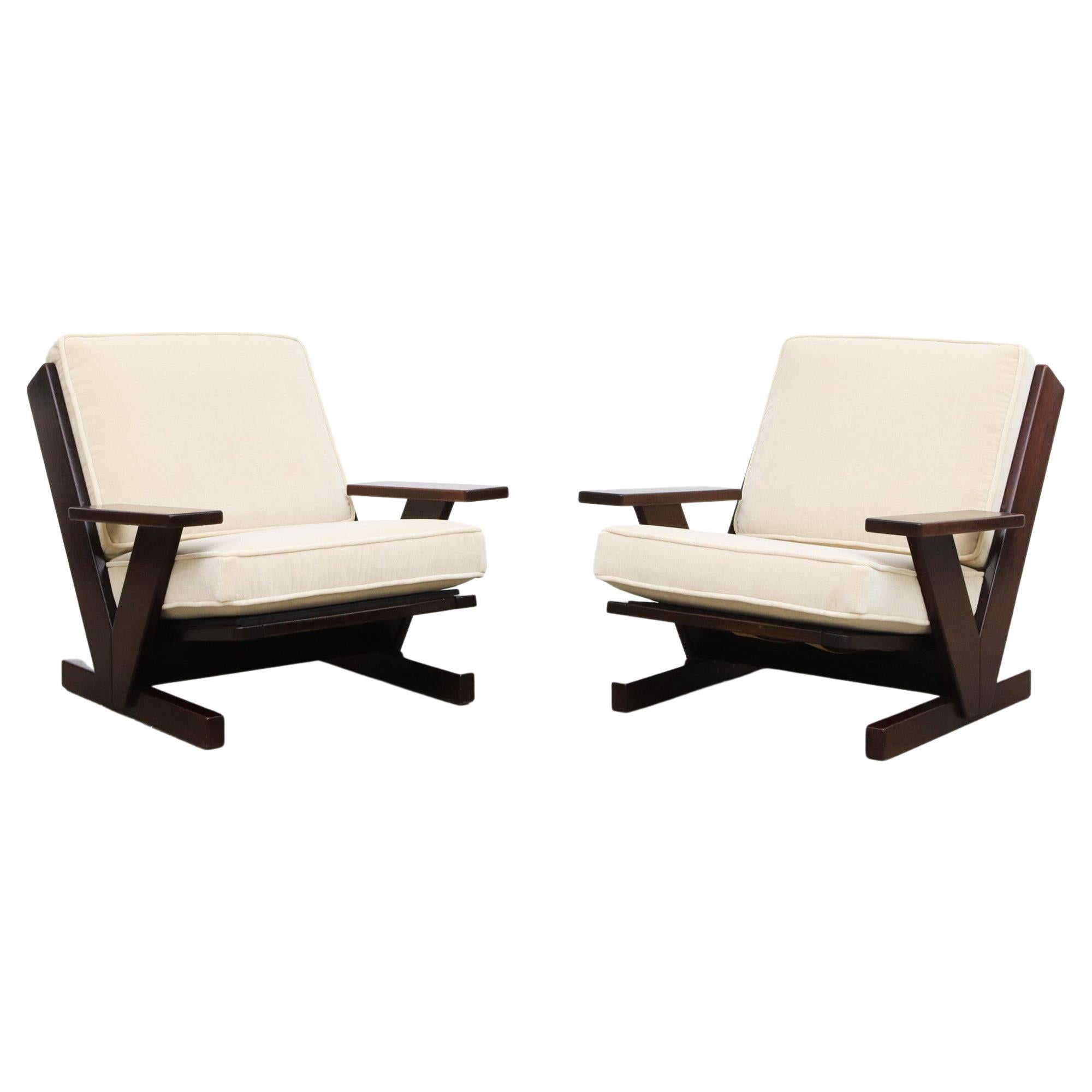 Pair of MOD Wenge and Mohair Lounge Chairs