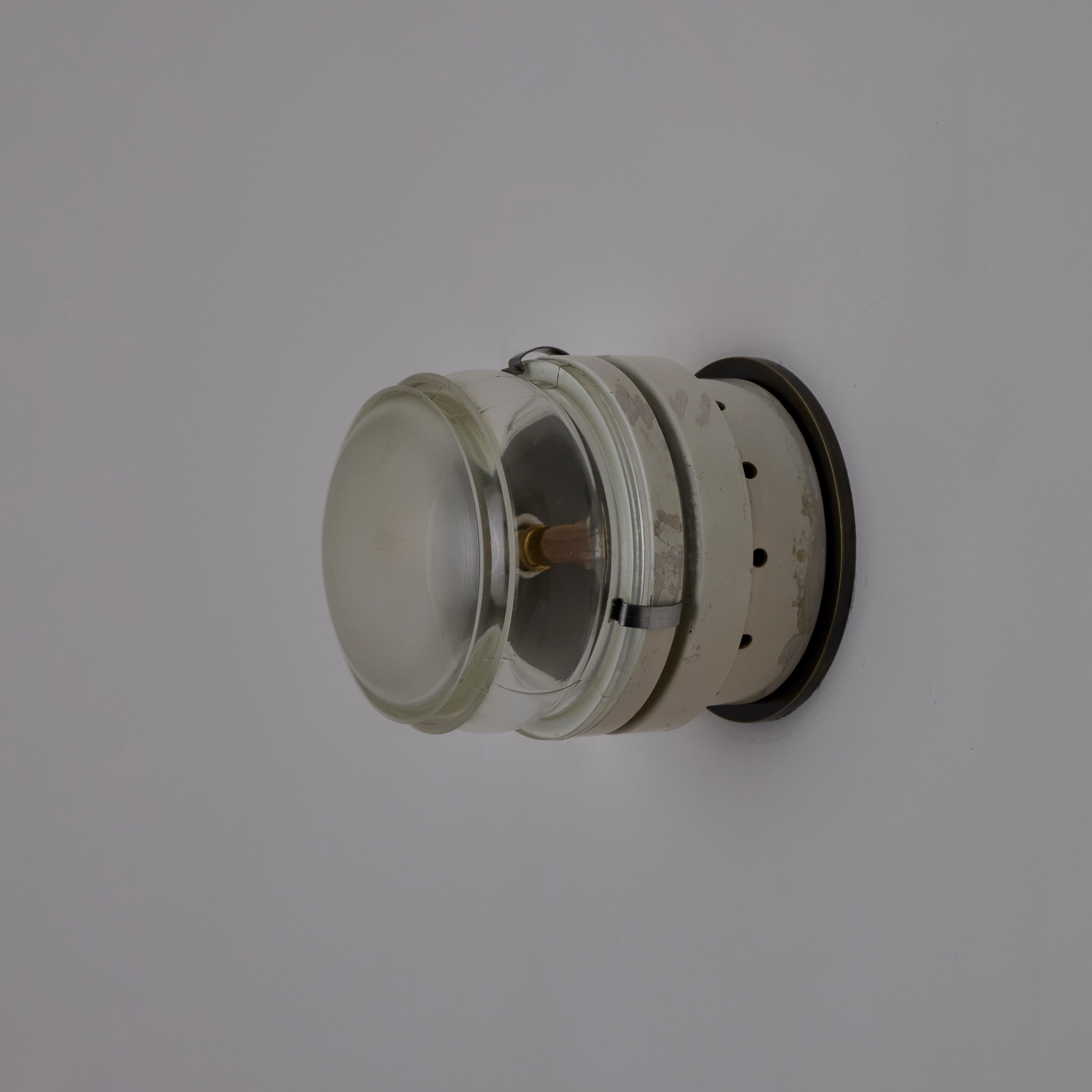 Pair of Model 1148 Fresnel Wall/Ceiling Lights by Joe Colombo for O-Luce In Good Condition For Sale In Los Angeles, CA