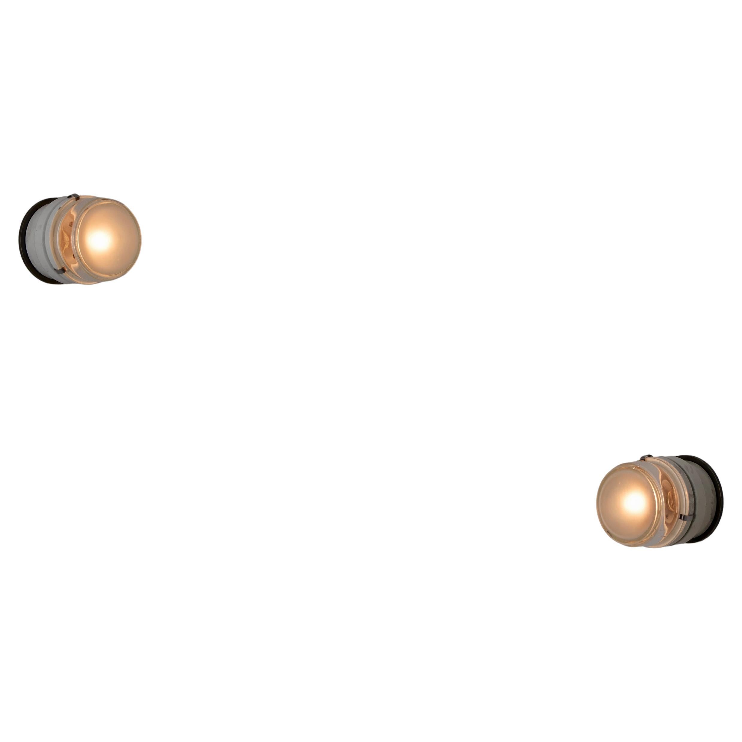 Pair of Model 1148 Fresnel Wall/Ceiling Lights by Joe Colombo for O-Luce For Sale
