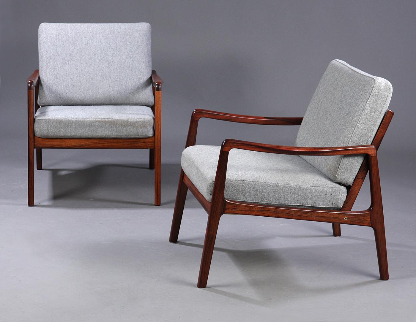 20th Century Pair of Model 119 Chairs by Le Wanscher for France & Son