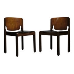 Pair of Model 122 Chairs by Vico Magistretti for Cassina in Walnut, 1968