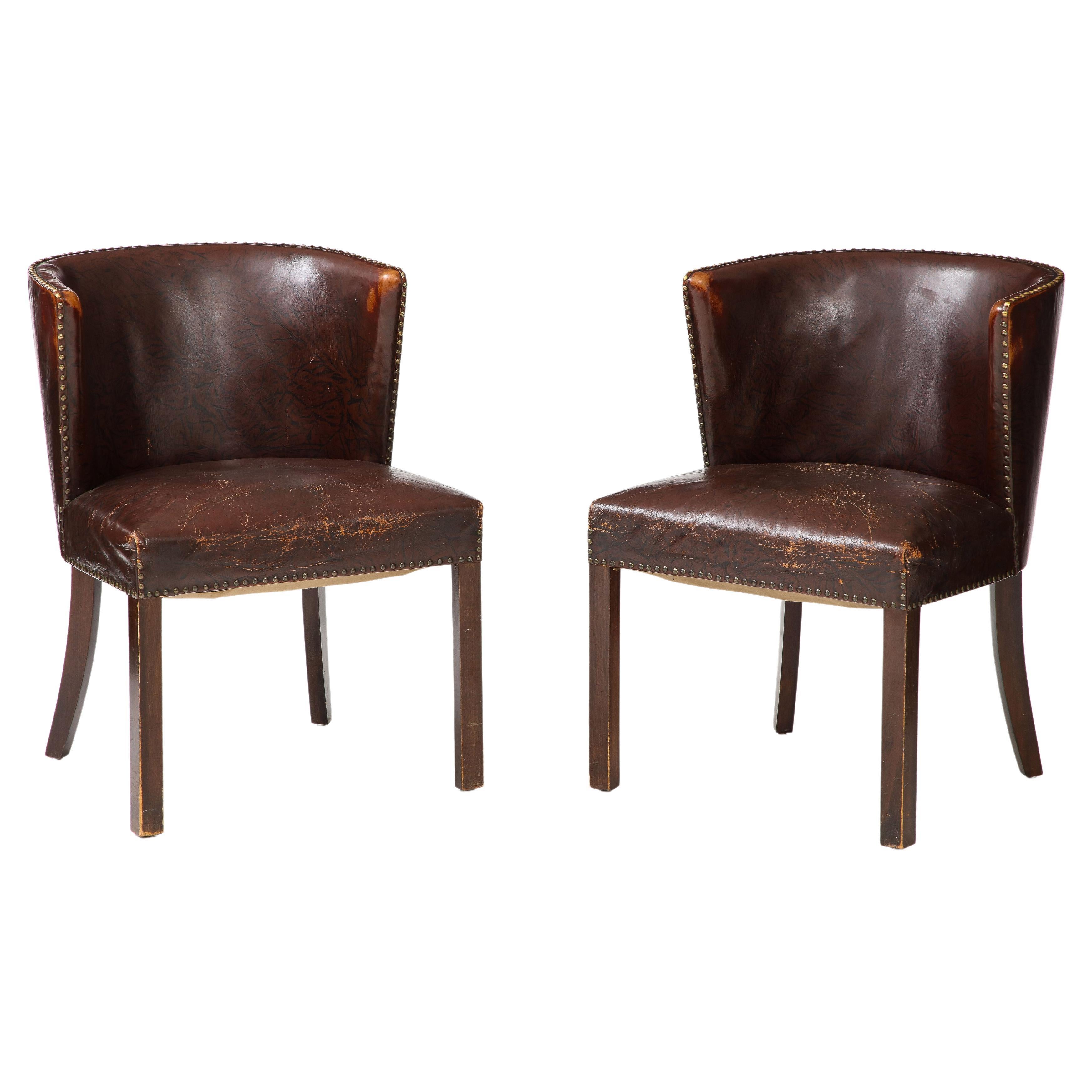 Pair of "Model 1514" Leather Chairs by Fritz Hansen For Sale