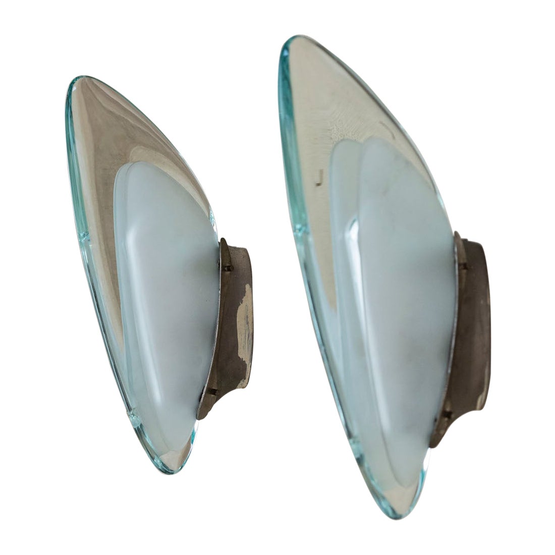 Pair of Model 1552 Wall Lamps by Max Ingrand for Fontana Arte, Italy, 1950s