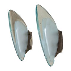 Pair of Model 1552 Wall Lamps by Max Ingrand for Fontana Arte, Italy, 1950s