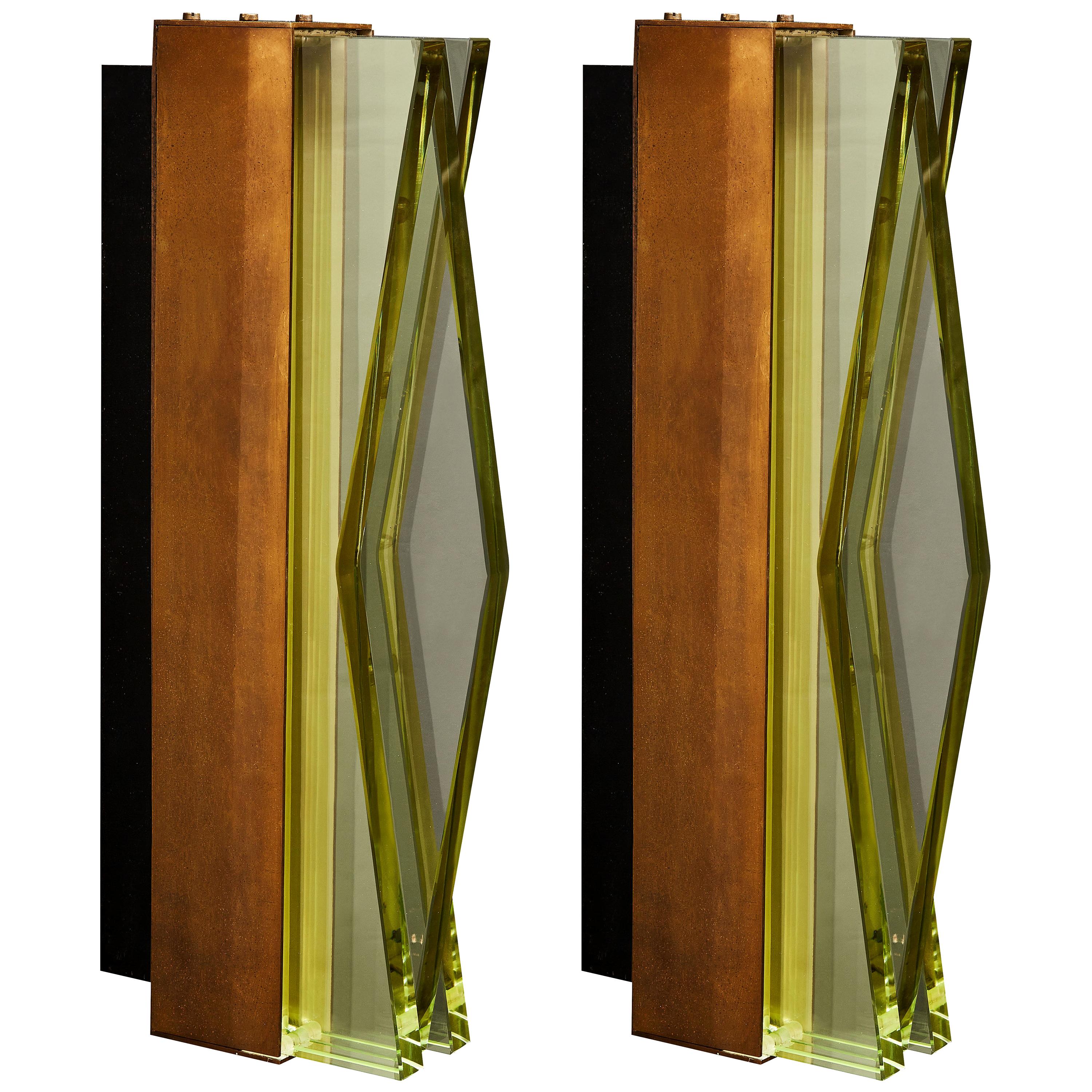 Pair of Model 1829 Wall Sconces by Max Ingrand for Fontana Arte